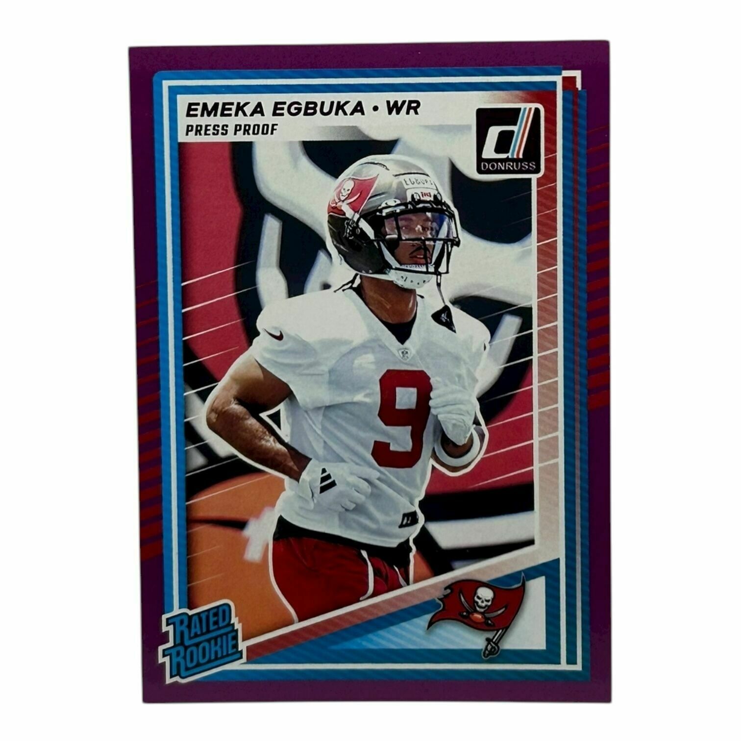 Emeka Egbuka 2025 Panini Donruss Football Purple Press Proof Rated Rookie Trading Card