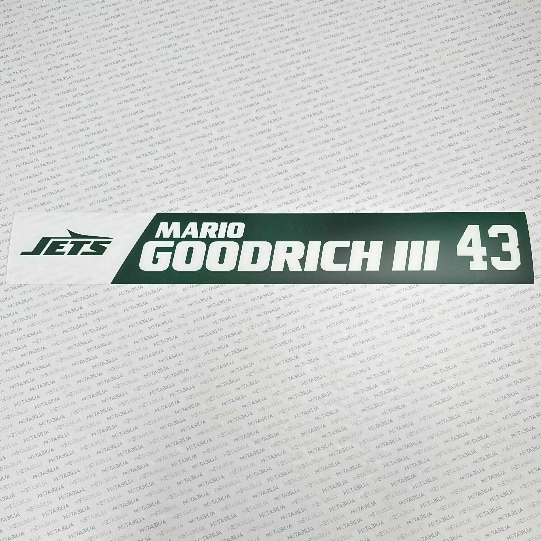 Mario Goodrich III Team-Issued Nameplate