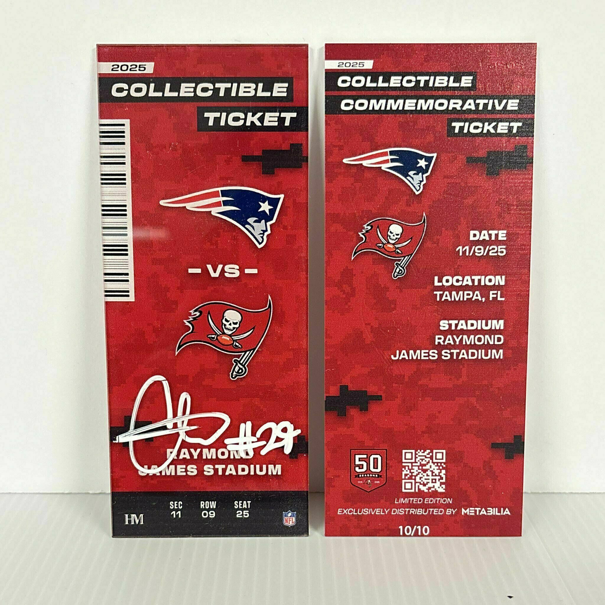 X/10 Christian Izien Signed Commemorative Ticket - Wk10 vs Patriots