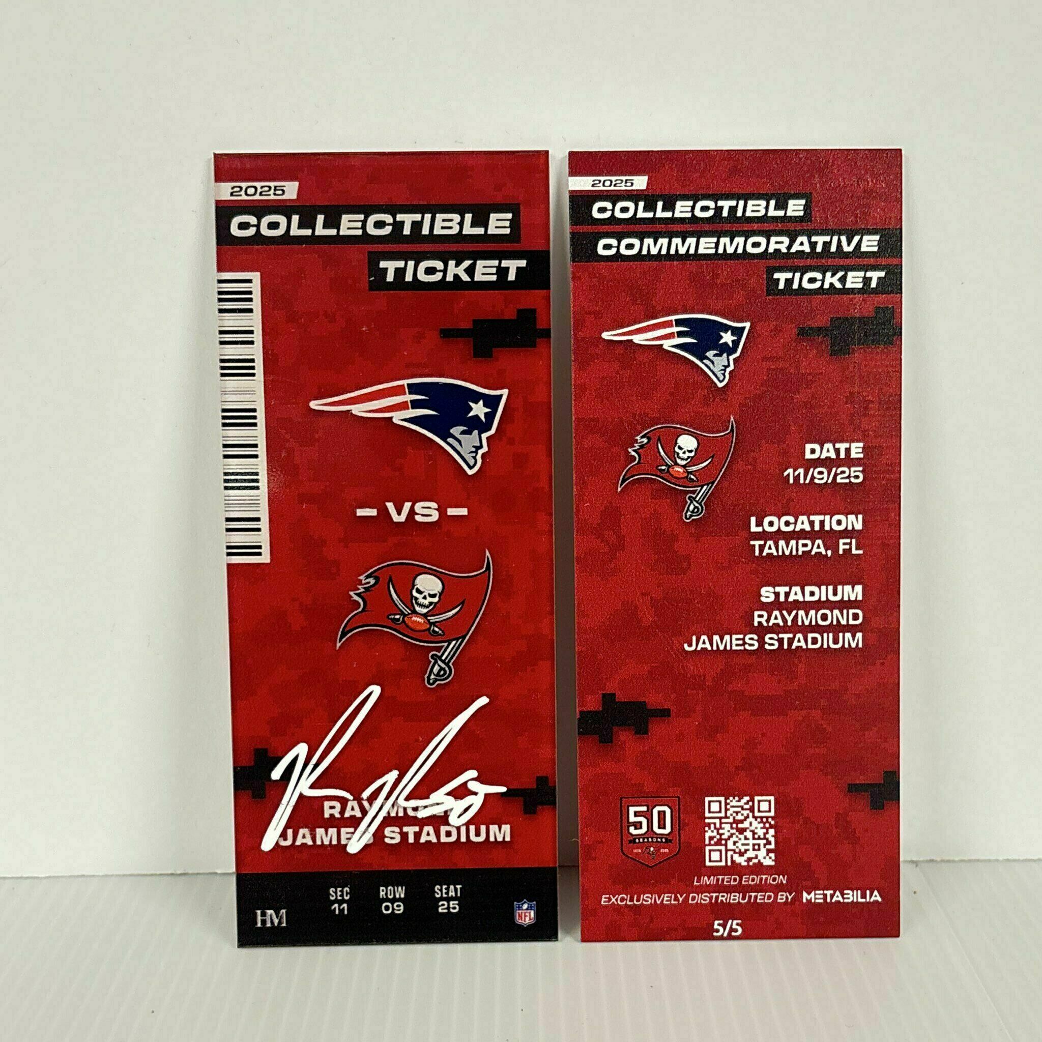 X/5 Vita Vea Signed Commemorative Ticket - Wk10 vs Patriots