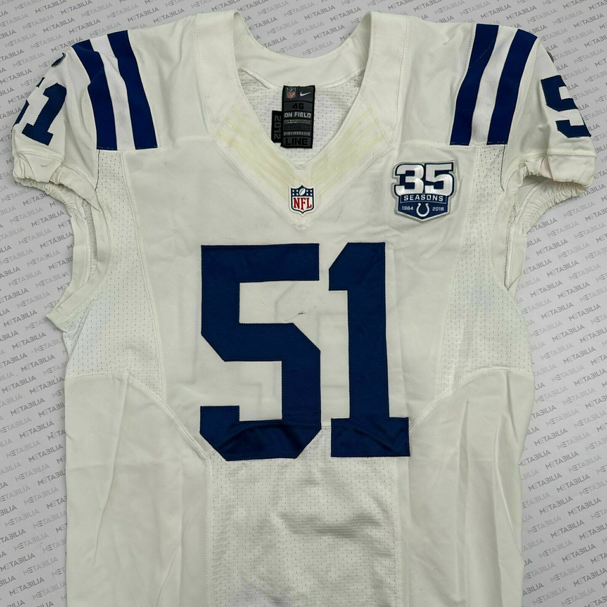 #50 Colts Team-Issued White Jersey