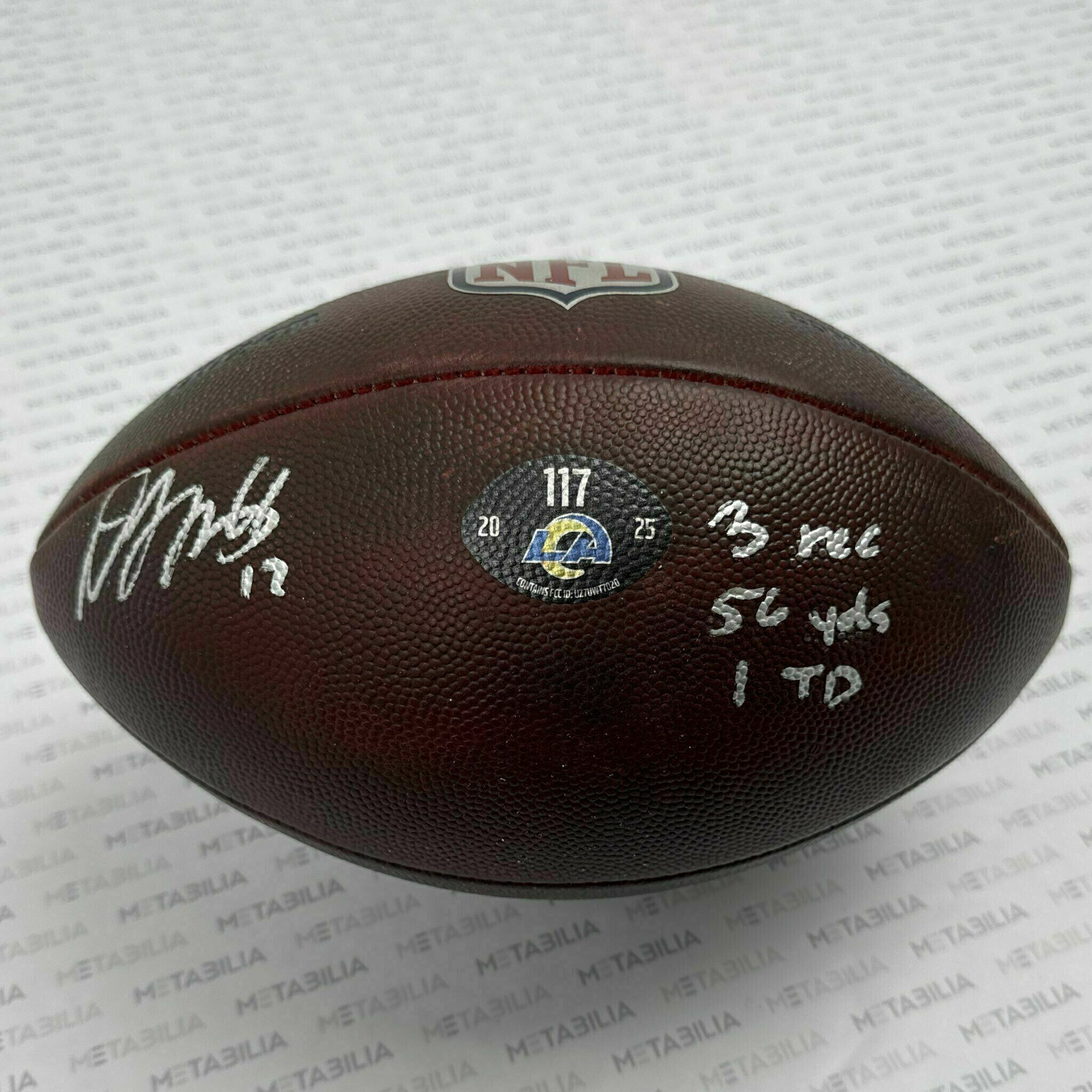#17 Davante Adams Signed & Inscribed Game-Used Ball #117 vs Eagles