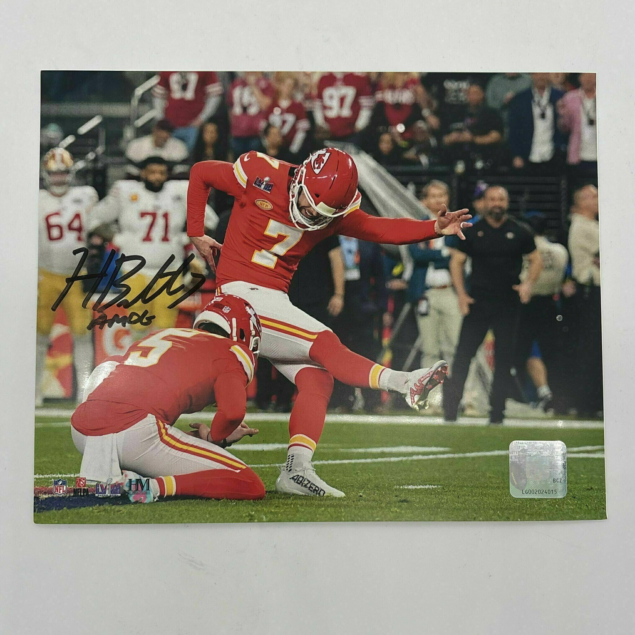 Harrison Butker Signed 8x10 Kick vs 49ers
