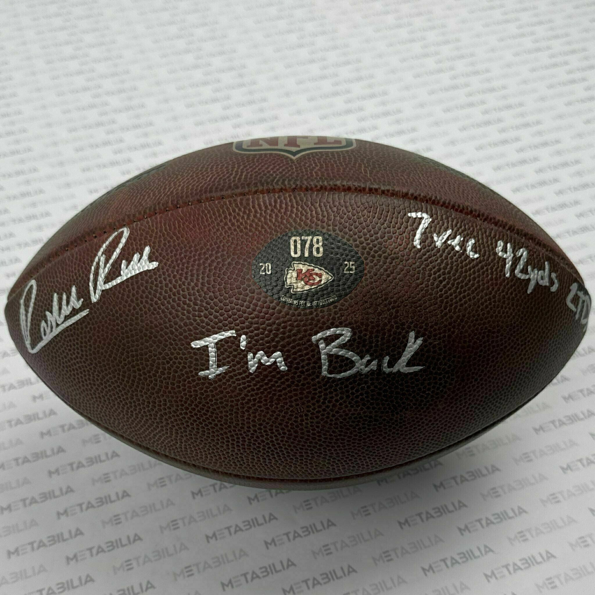 #4 Rashee Rice Signed & Inscribed Game-Used Ball #078 vs LVR