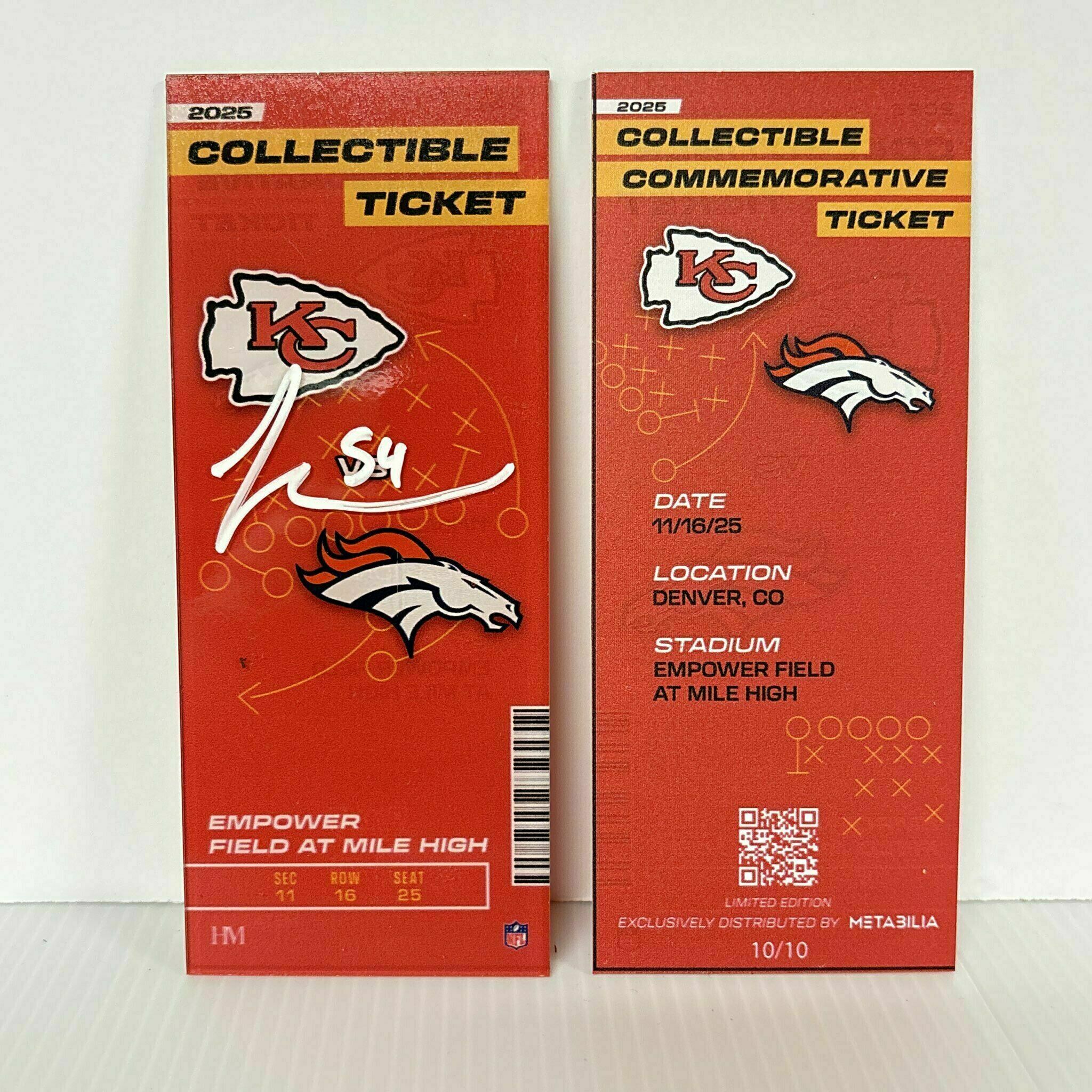 Leo Chenal Signed Commemorative Ticket - Wk11 vs Broncos