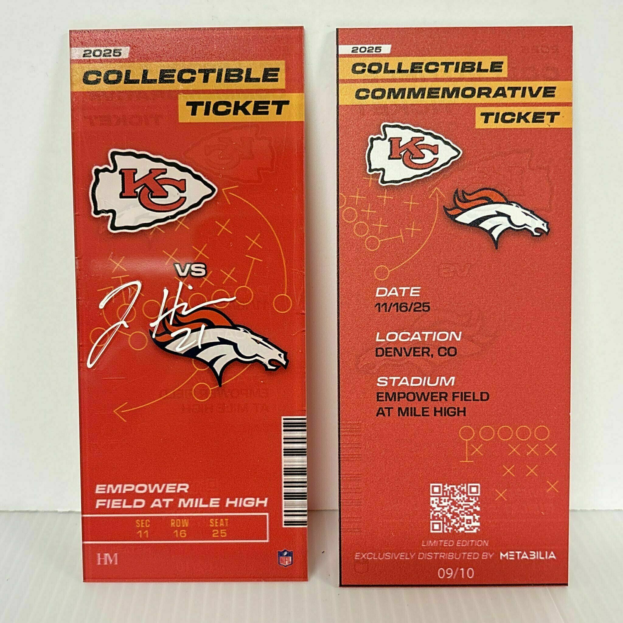 Jaden Hicks Signed Commemorative Ticket - Wk11 vs Broncos