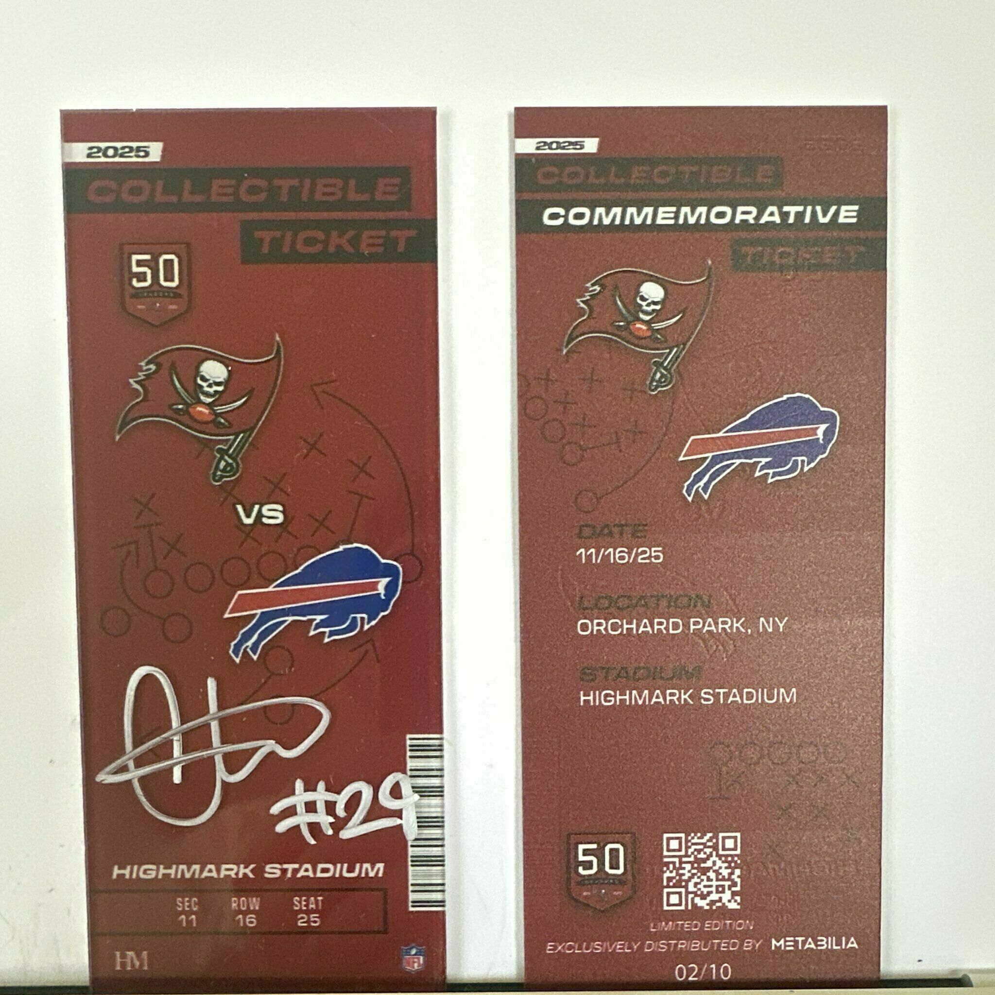 Christian Izien Signed Commemorative Ticket - Wk11 vs Bills