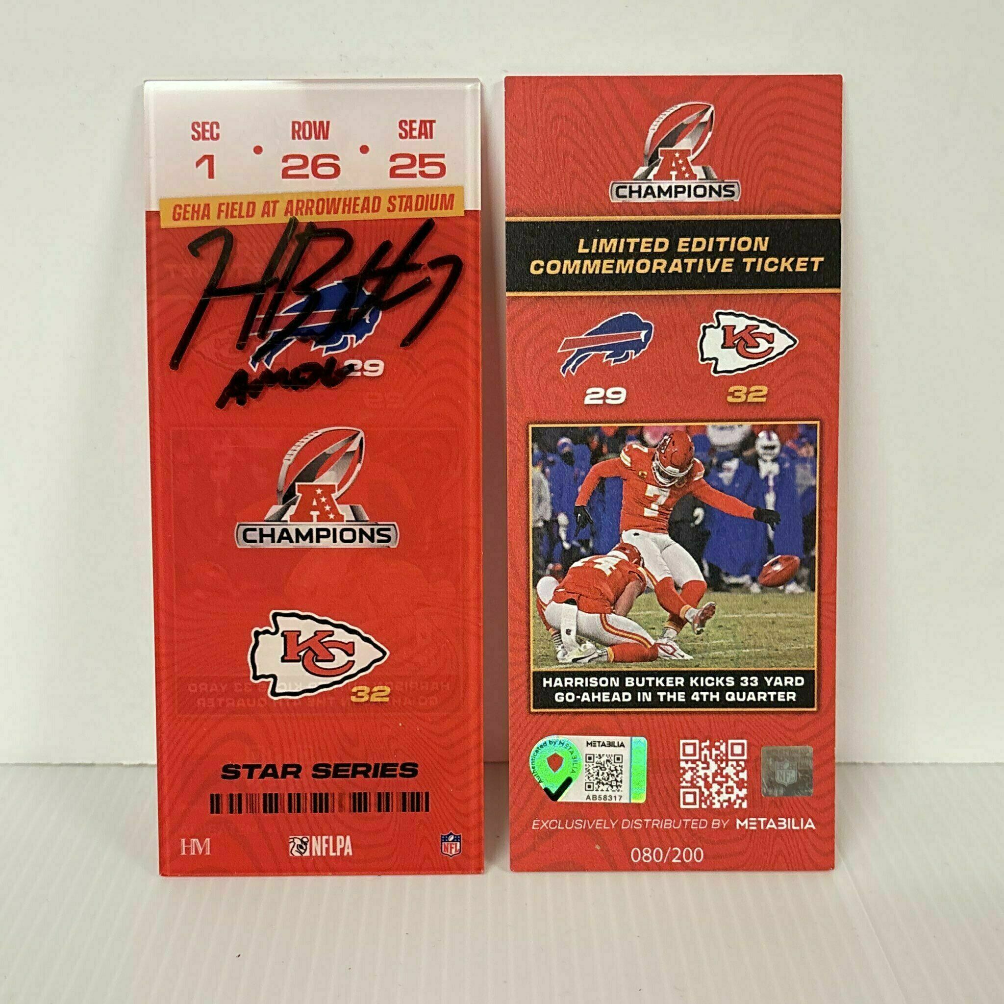 Harrison Butker Signed AFC Champions Commemorative Ticket