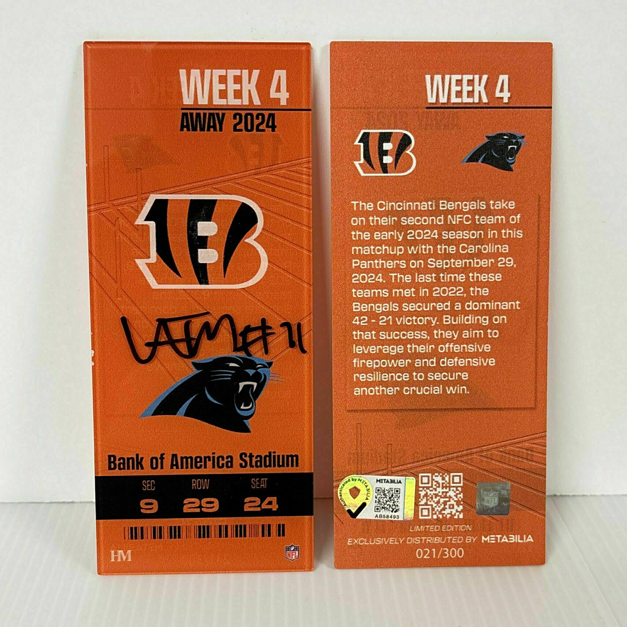 Amarius Mims Signed Week 4 Commemorative Ticket - 2024