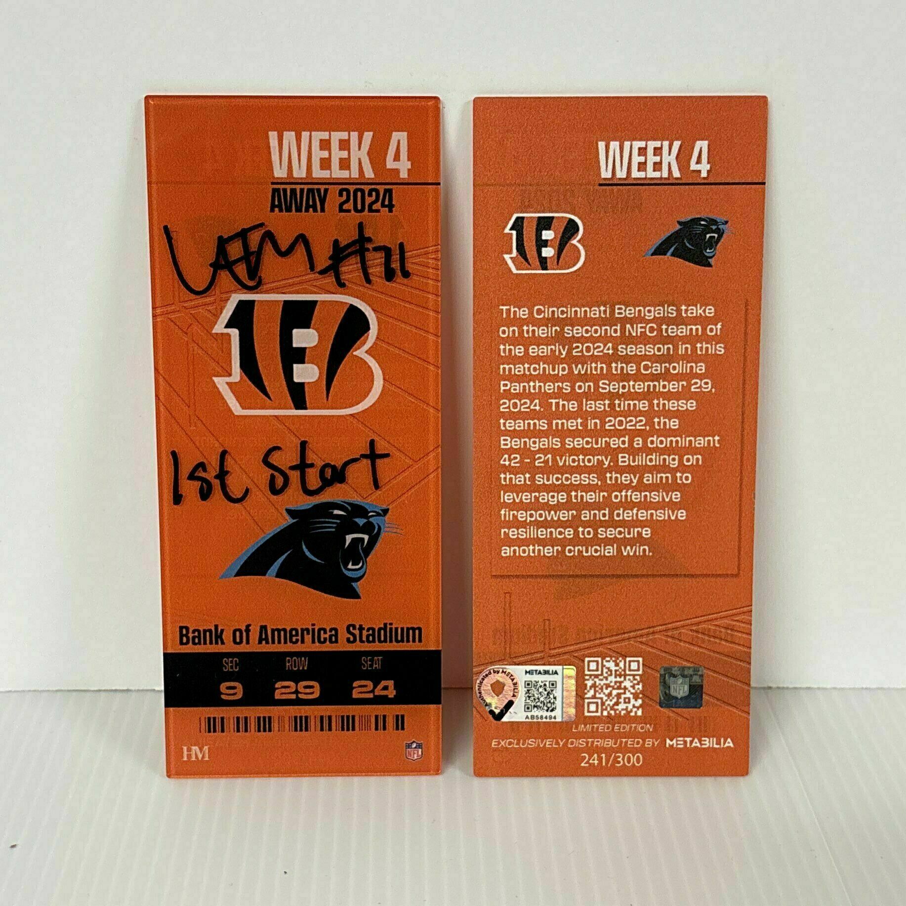 Amarius Mims Signed Week 4 Commemorative Ticket - 2024 W/ 1st Start