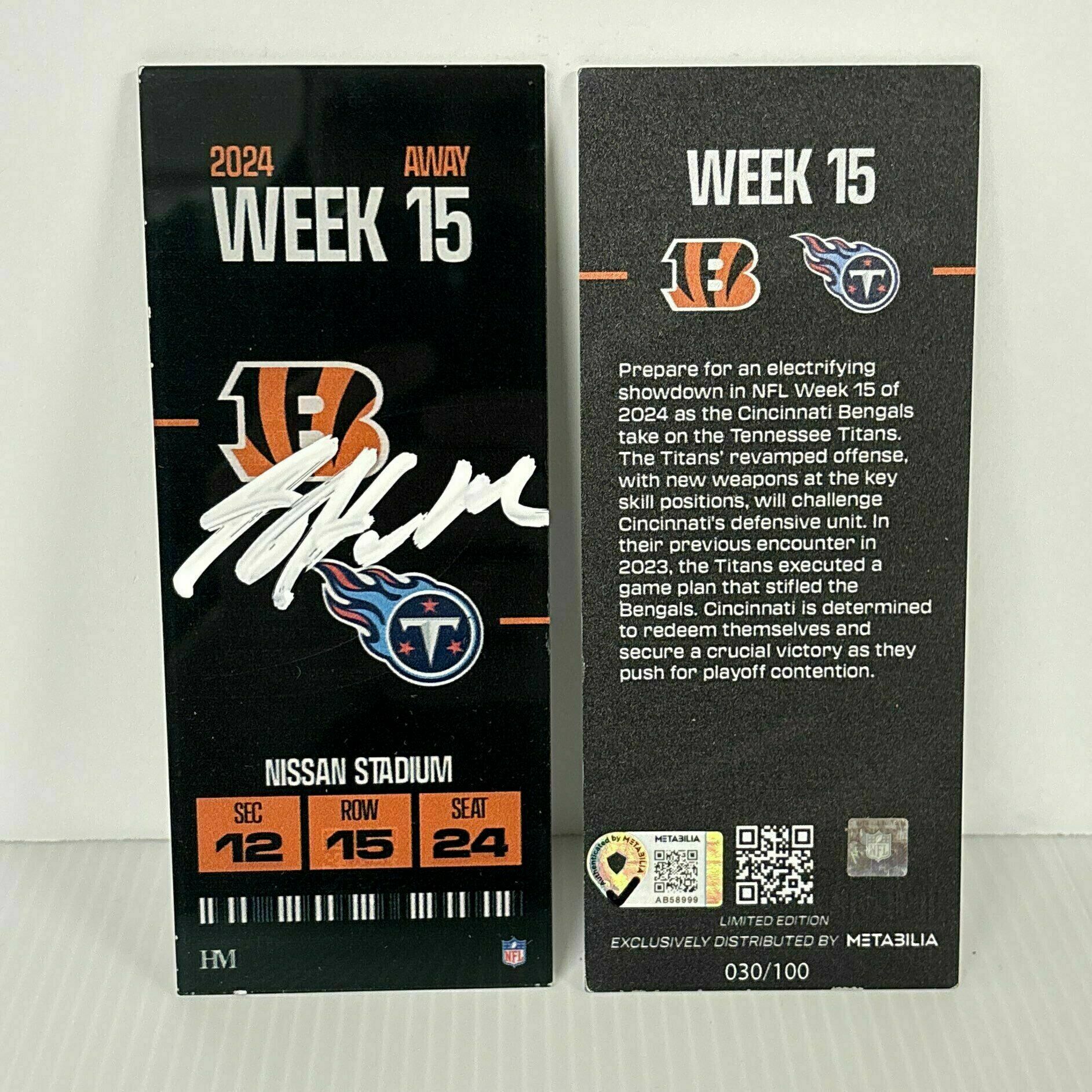 Sam Hubbard Signed Commemorative Ticket - Week 15 - 2024