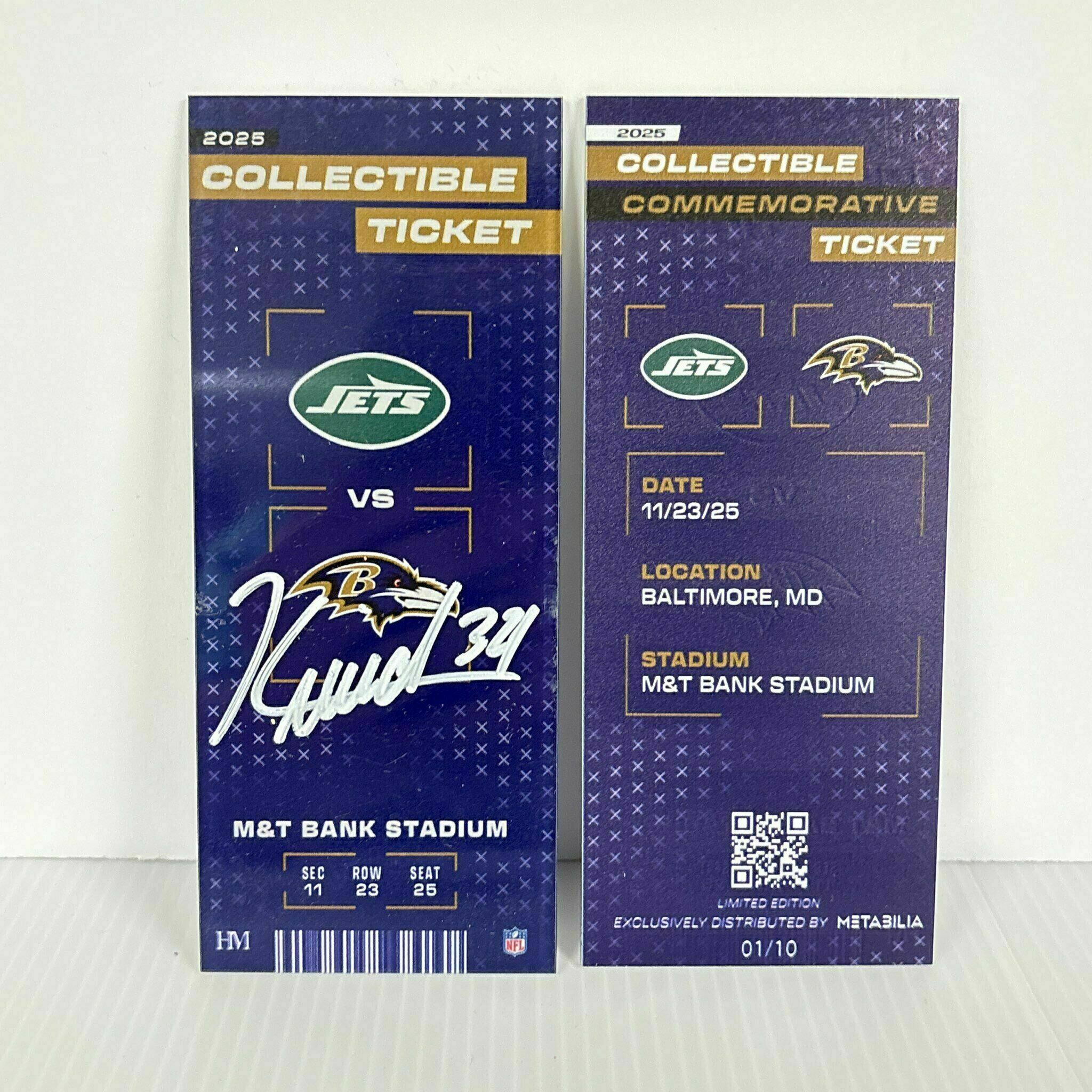 Keaton Mitchell Signed Collectible Ticket - Wk12 vs Jets