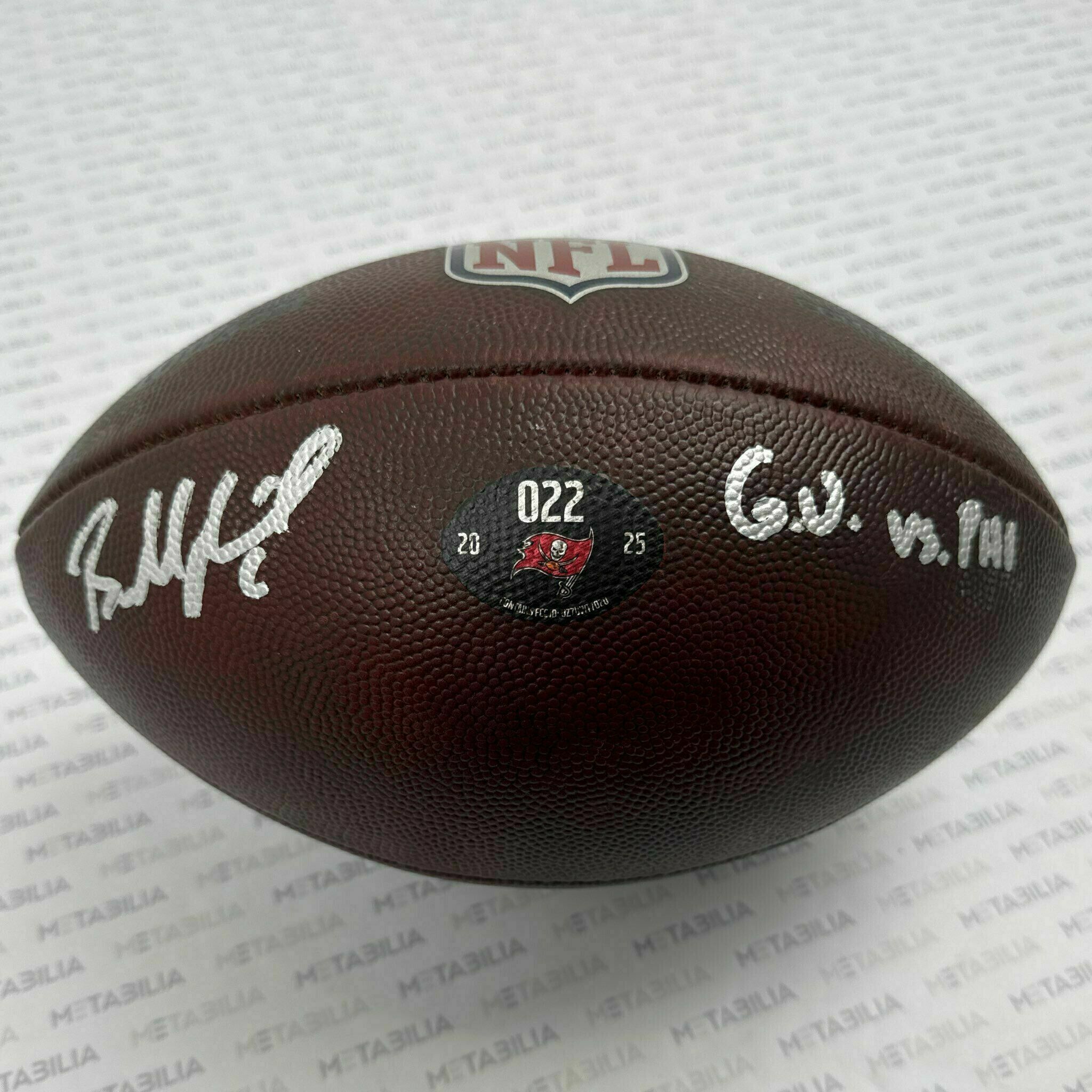 #6 Baker Mayfield Signed & Inscribed Game-Used Ball #022 vs PHI