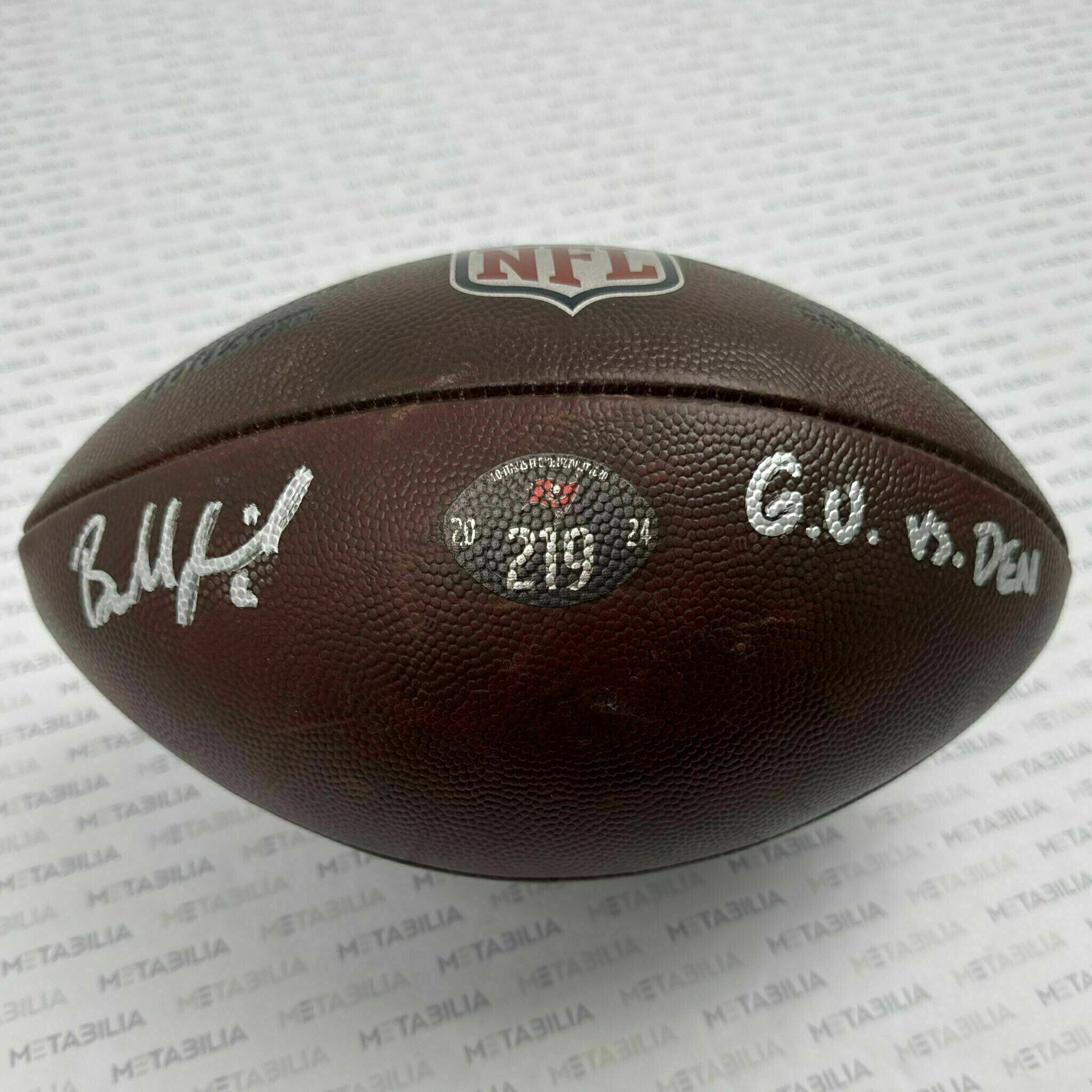 #6 Baker Mayfield Signed & Inscribed PHOTOMATCHED Buccaneers Game-Used Ball #219 vs Broncos