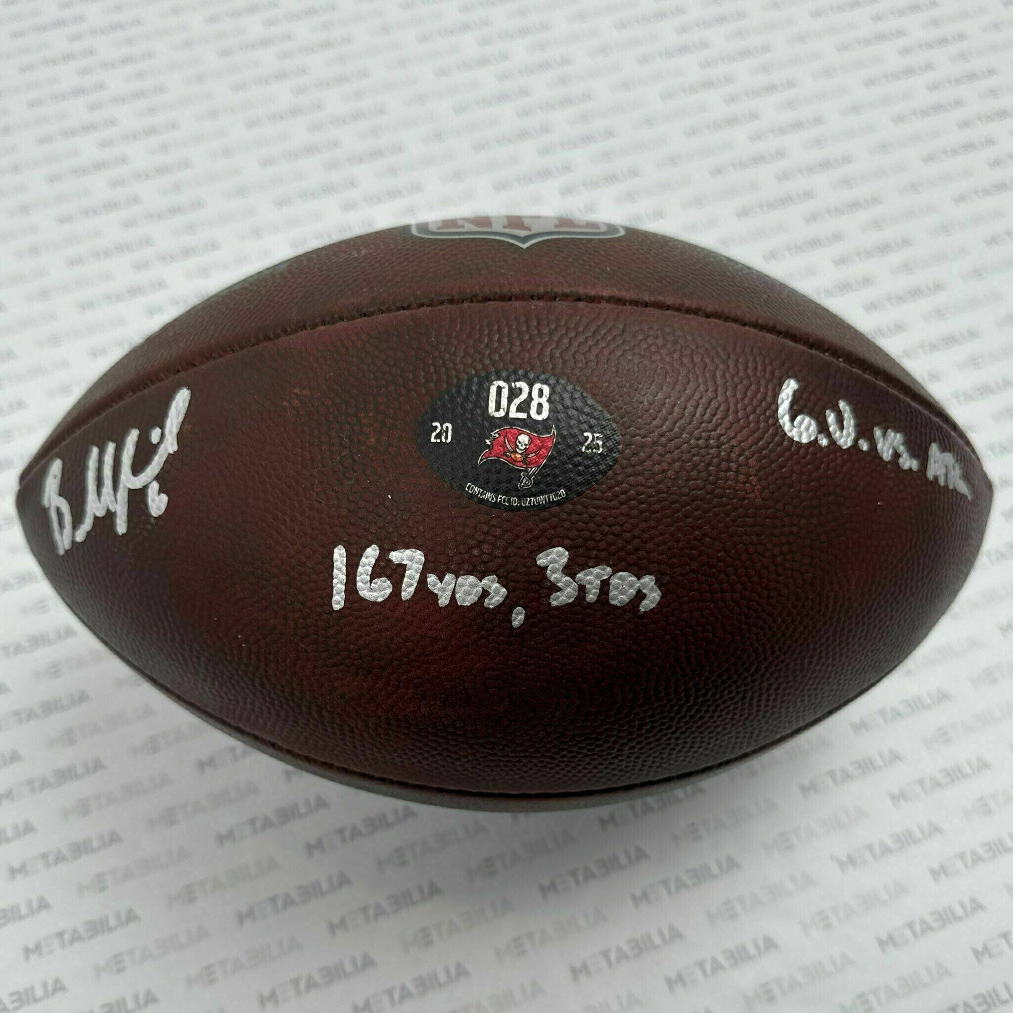 #6 Baker Mayfield Signed & Inscribed Game-Used Ball #028 vs Falcons