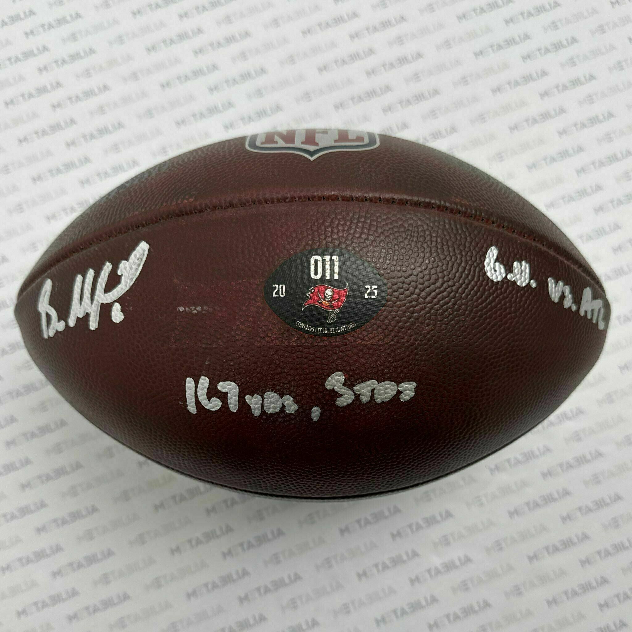 #6 Baker Mayfield Signed & Inscribed Game-Used Ball #011 vs Falcons
