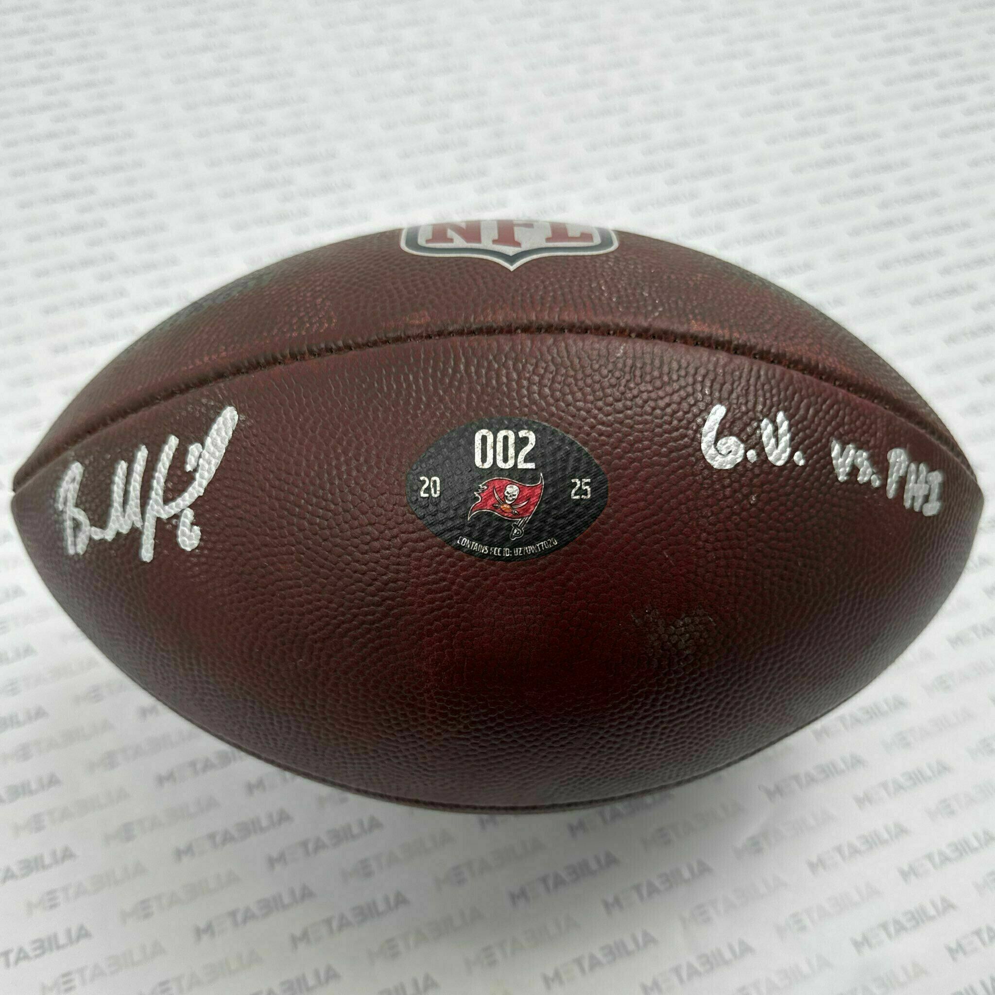 #6 Baker Mayfield Signed & Inscribed Game-Used Ball #002 vs PHI