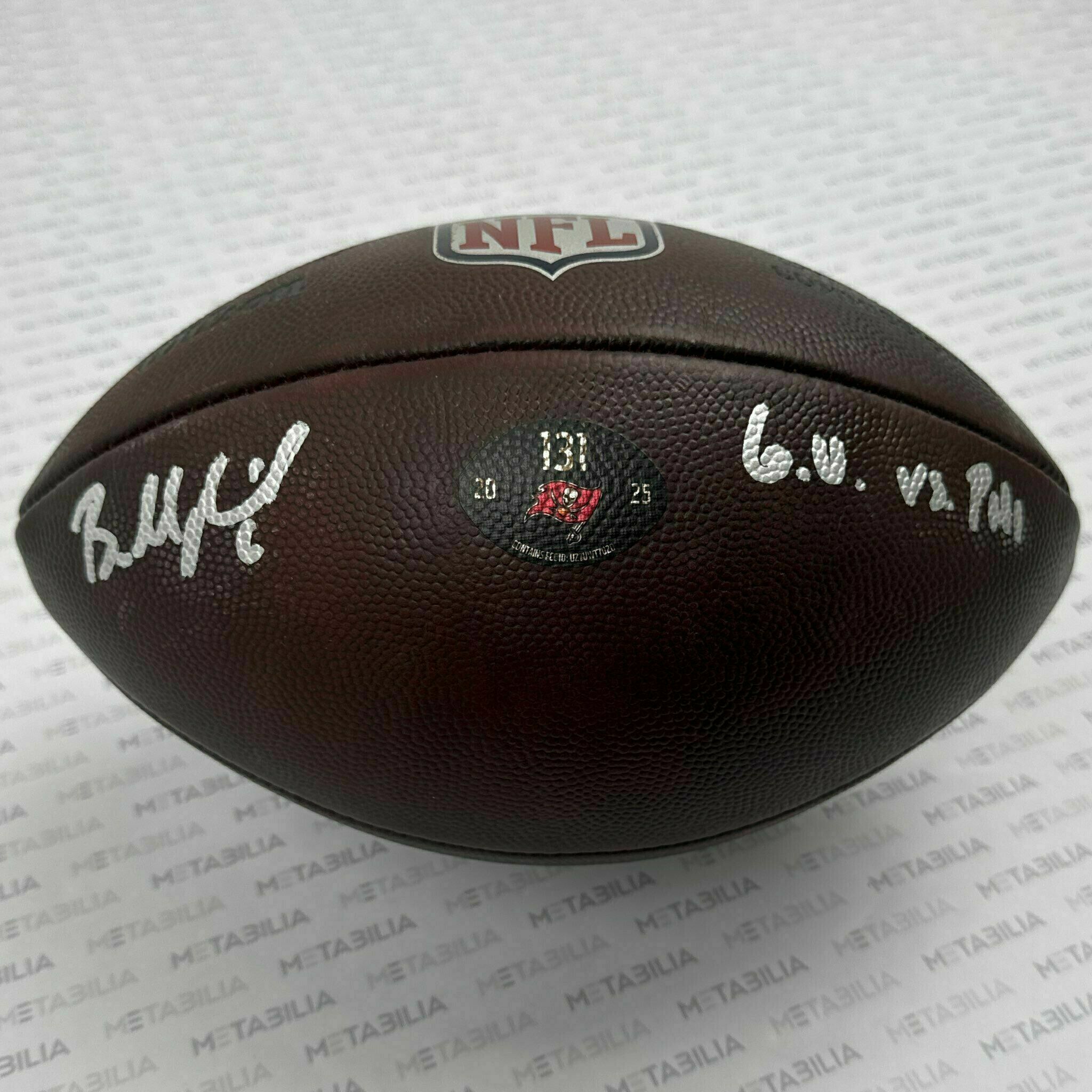 #6 Baker Mayfield Signed & Inscribed Game-Used Ball #131 vs PHI