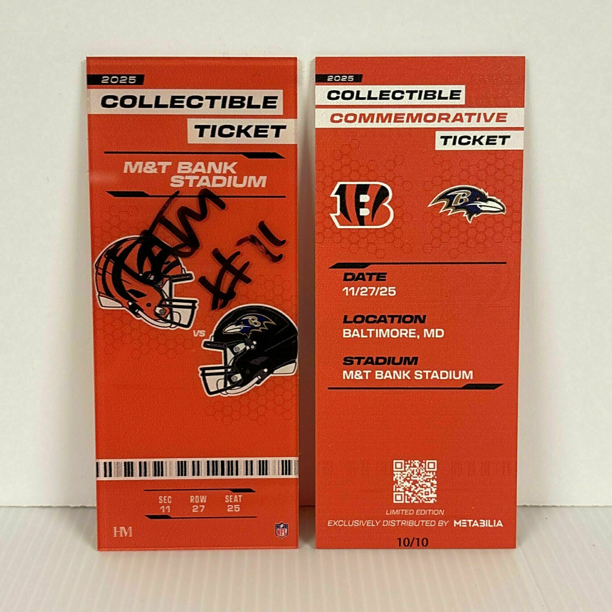 Amarius Mims Signed Commemorative Ticket - Wk13 vs Ravens