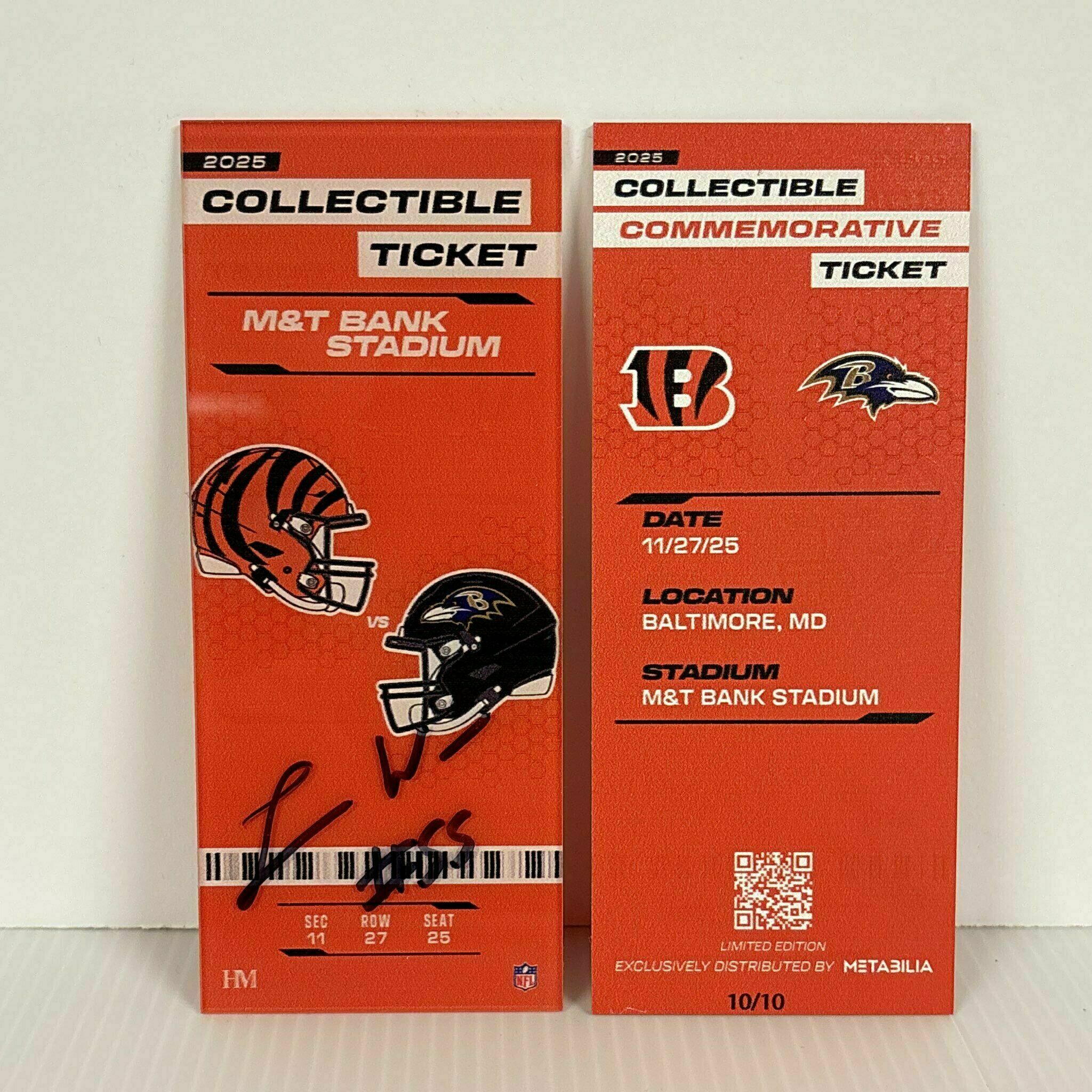 Logan Wilson Signed Commemorative Ticket - Wk13 vs Ravens