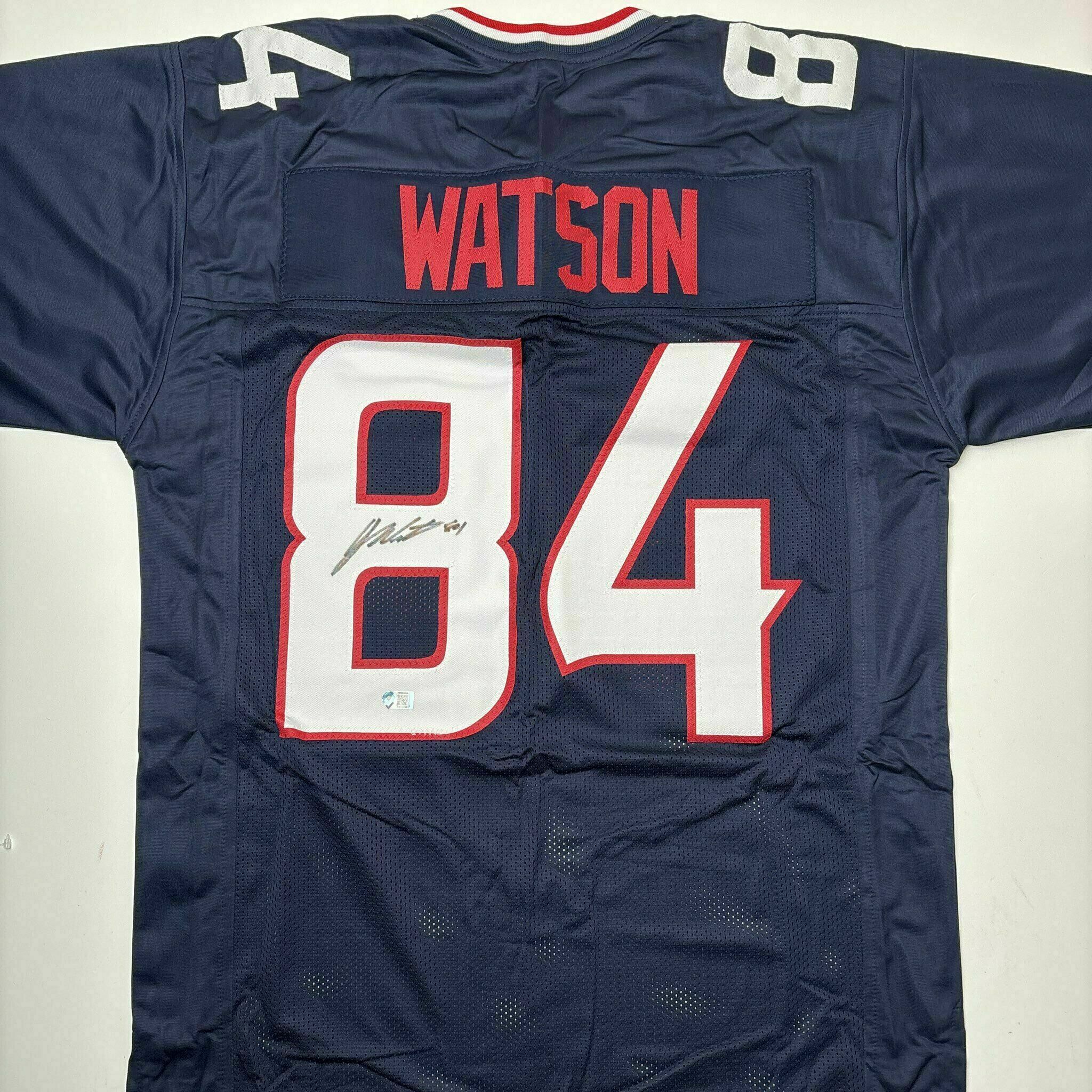 Justin Watson Signed Navy Blue Custom Jersey