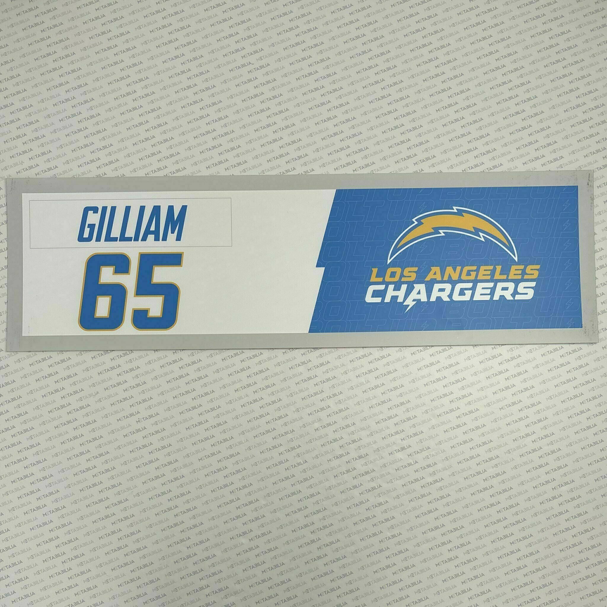 #65 Nate Gilliam Team-Issued Locker Nameplate