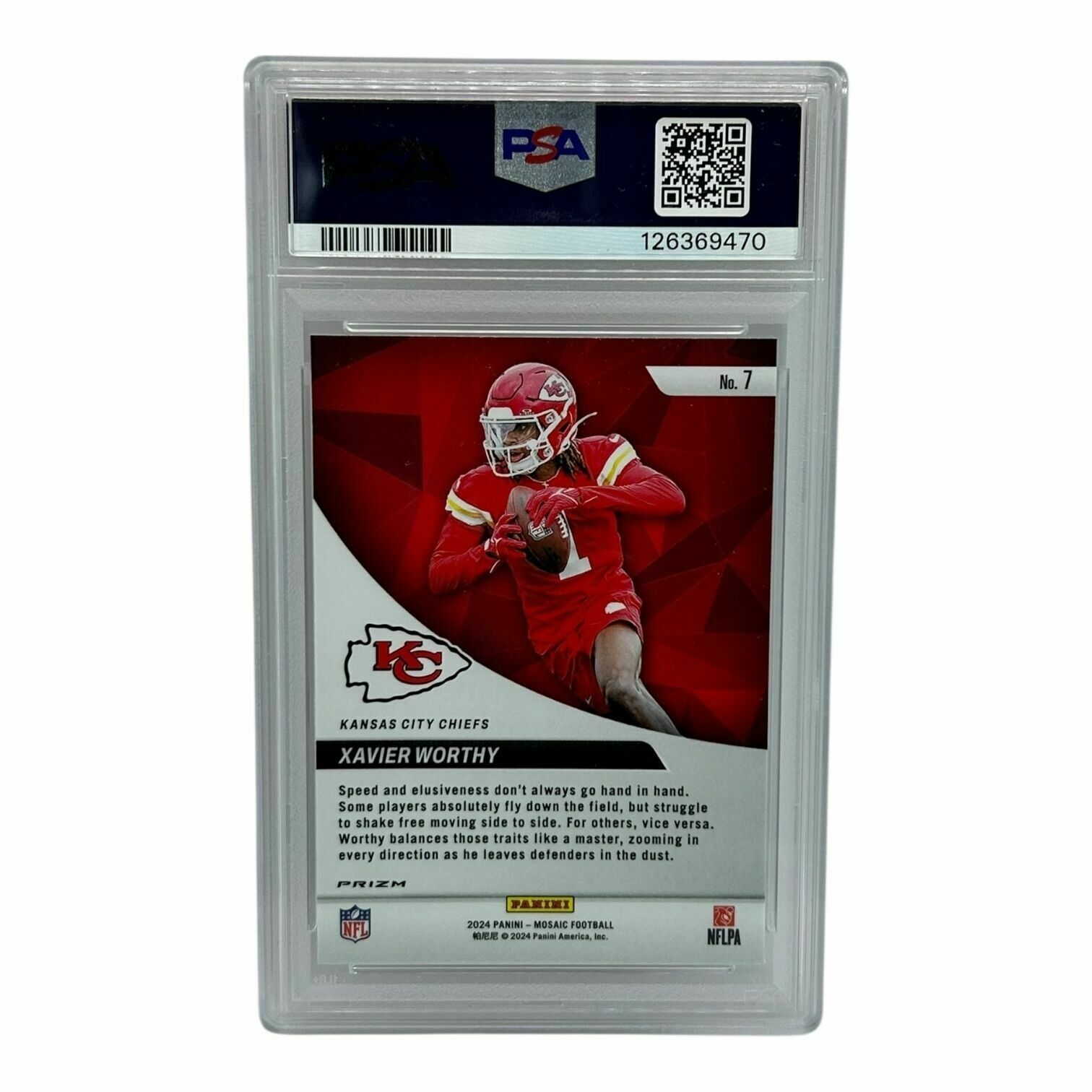 Xavier Worthy 2024 Panini Mosaic Football Elevate Silver Mosaic Rookie Trading Card - PSA Grade 9 Mint