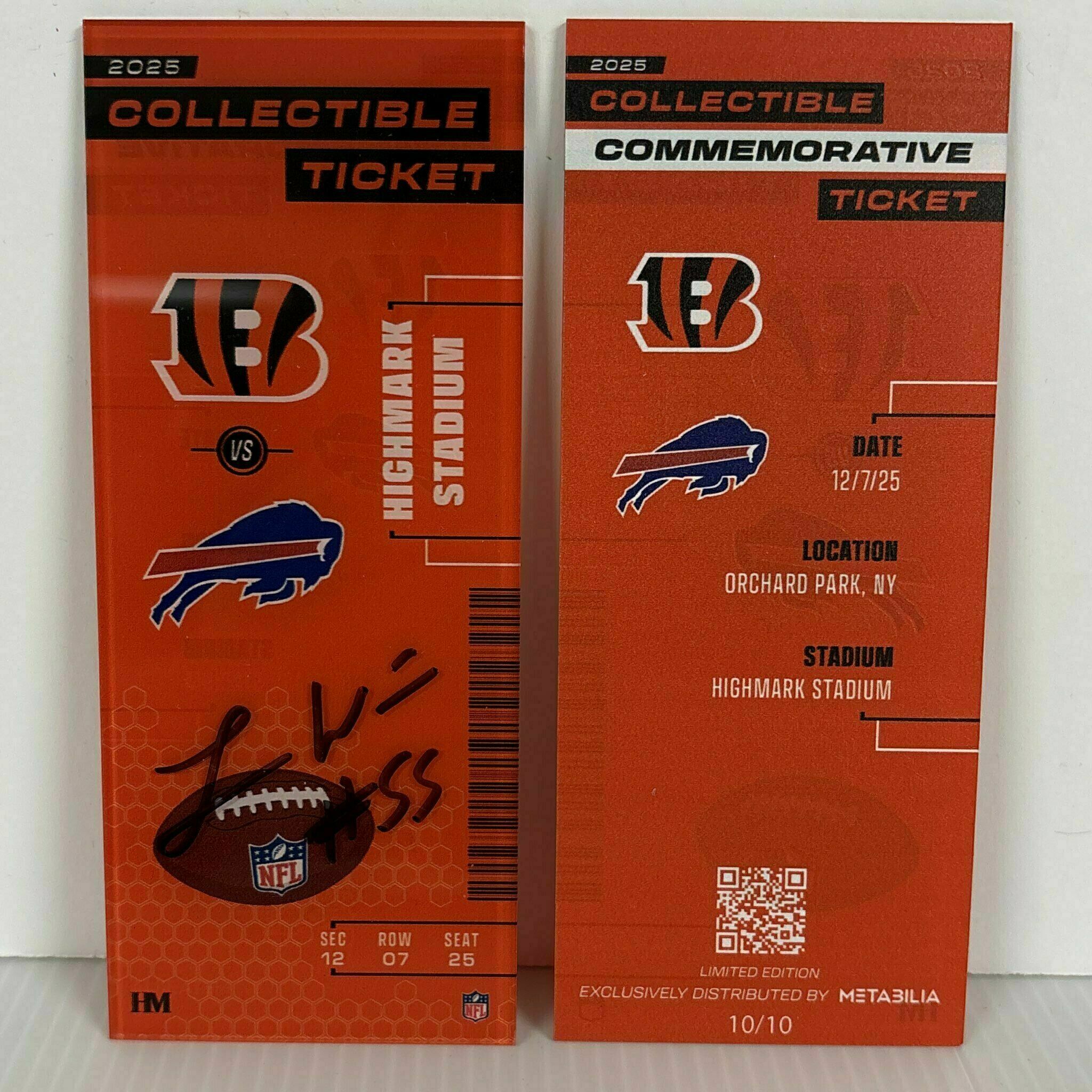 Logan Wilson Signed Commemorative Ticket - Wk14 vs Bills