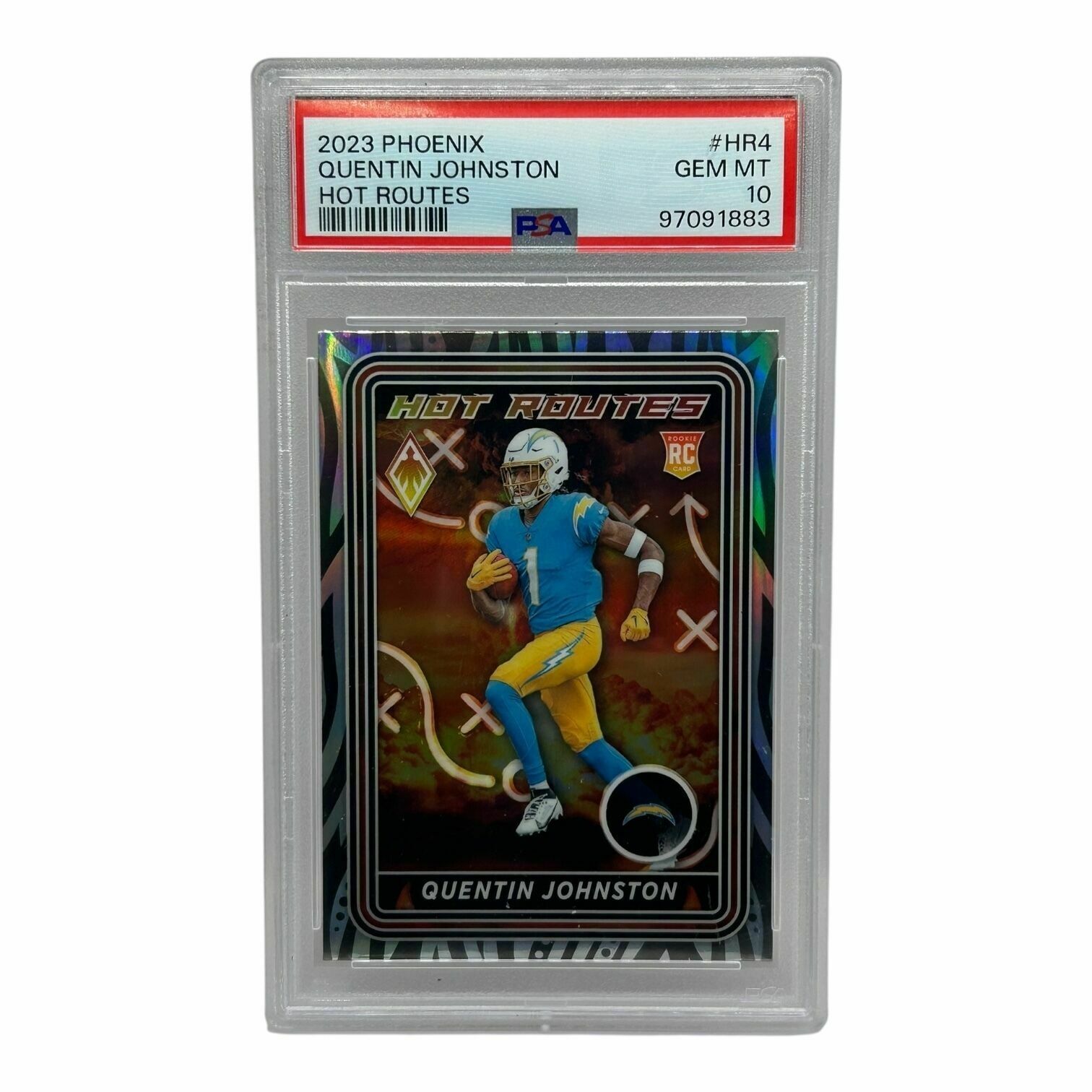 Quentin Johnston 2023 Panini Phoenix Football Hot Routes Silver Prizm Rookie Trading Card - PSA Grade 10 Gem Mint