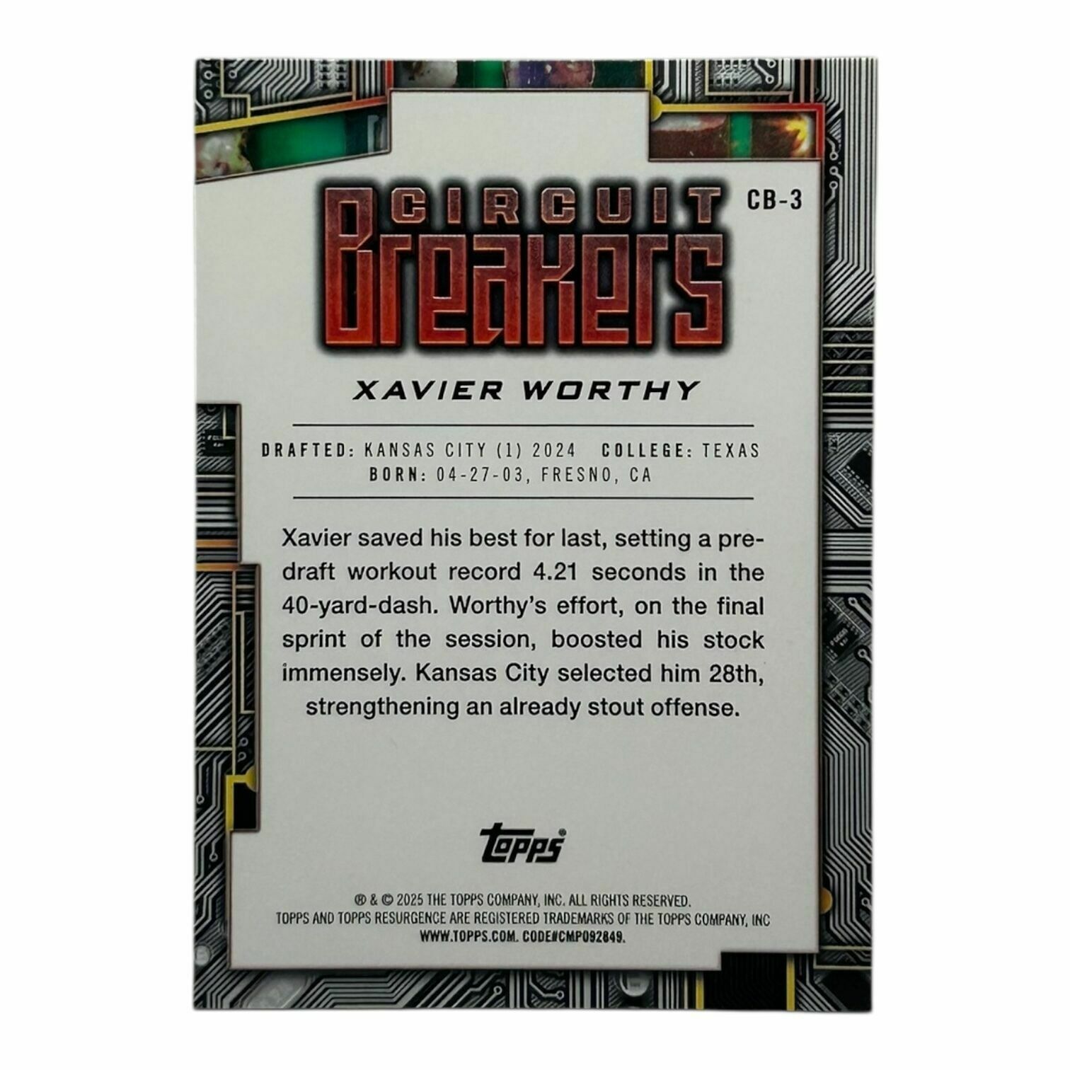 Xavier Worthy 2025 Topps Chrome Football Circuit Breakers Rookie Trading Card