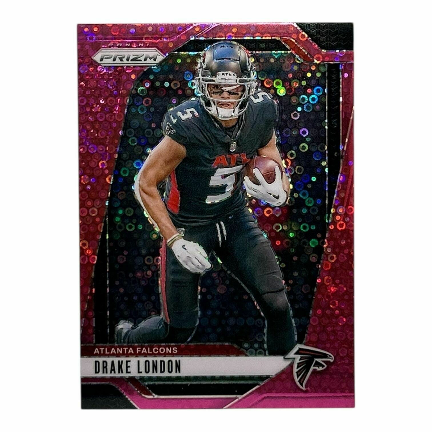 Drake London 2024 Panini Prizm Football Pink Disco Prizm Limited /25 Trading Card
