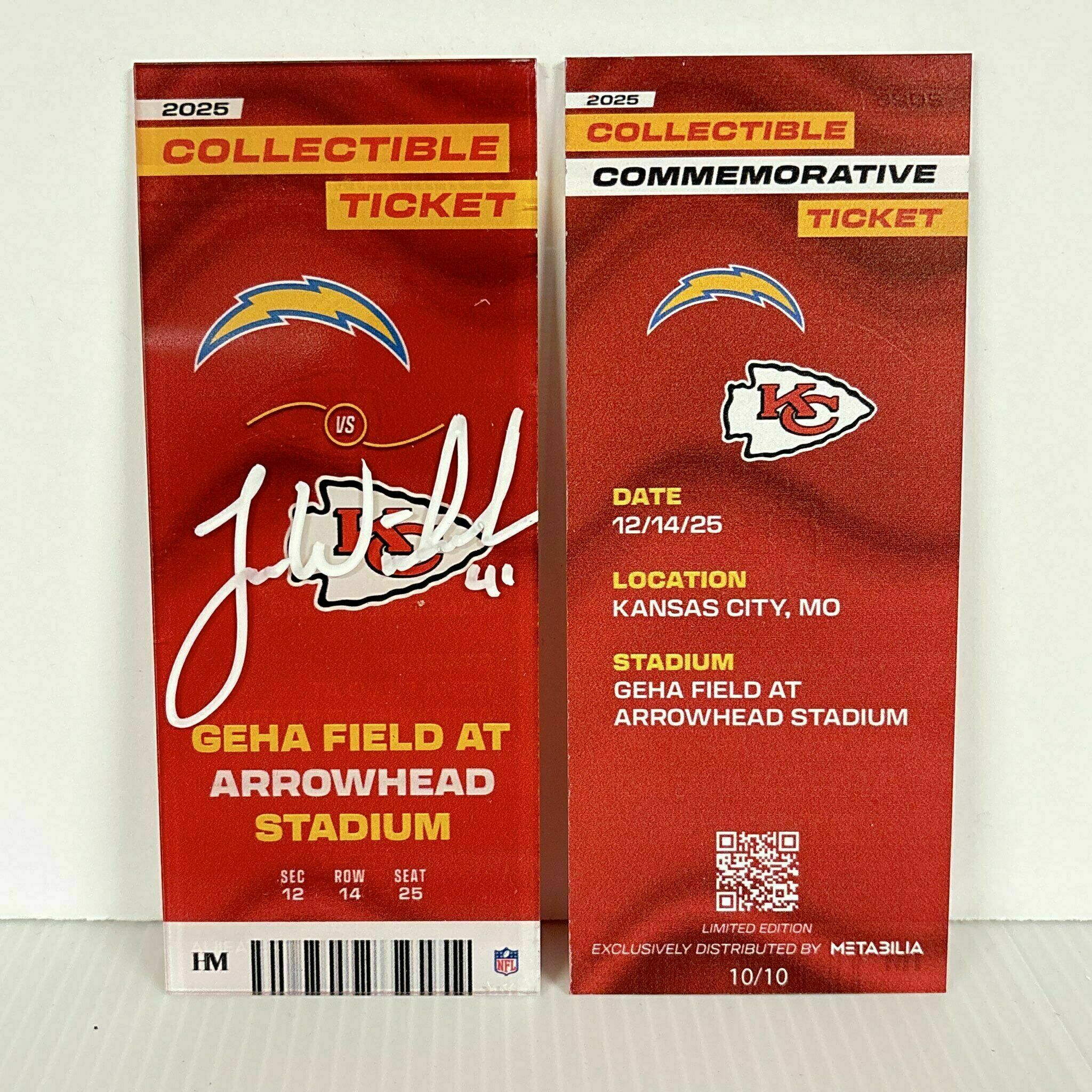 James Winchester Signed Commemorative Ticket - Wk15 vs Chargers