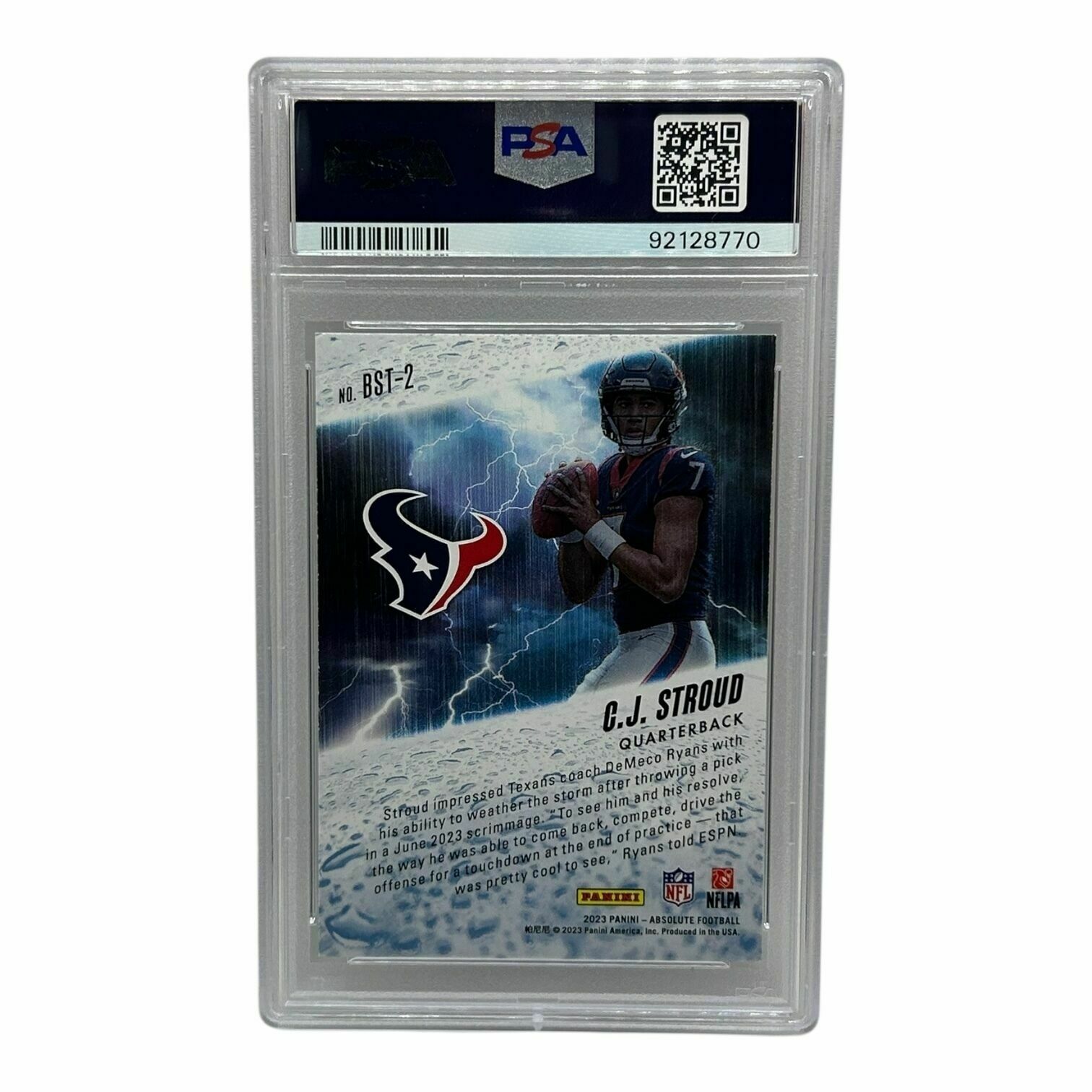 C.J. Stroud 2023 Panini Absolute Football By Storm Prizm Rookie Trading Card - PSA Grade 9 Mint