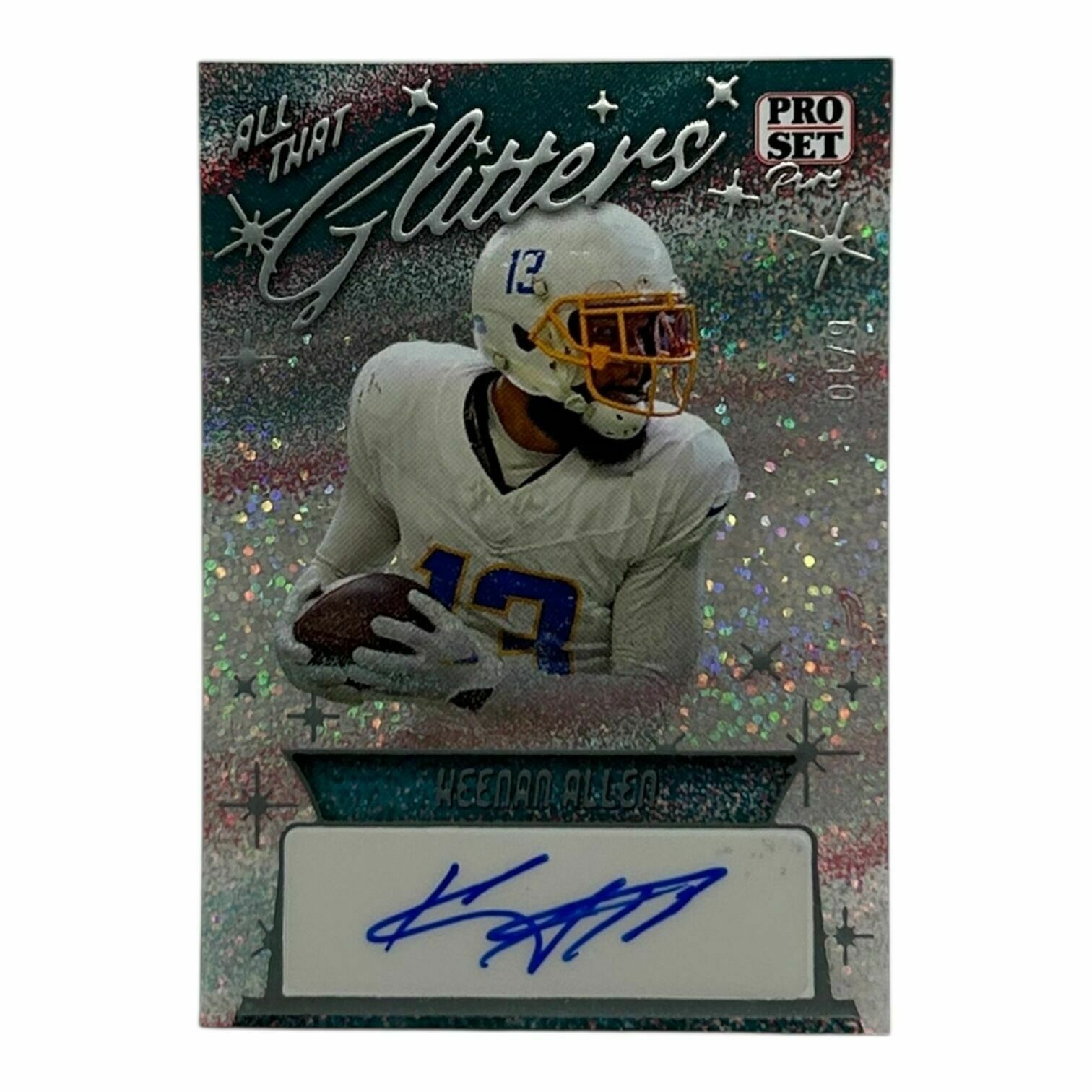 Keenan Allen 2023 Leaf Pro Set Football All That Glitters Clear /10 Autograph Trading Card