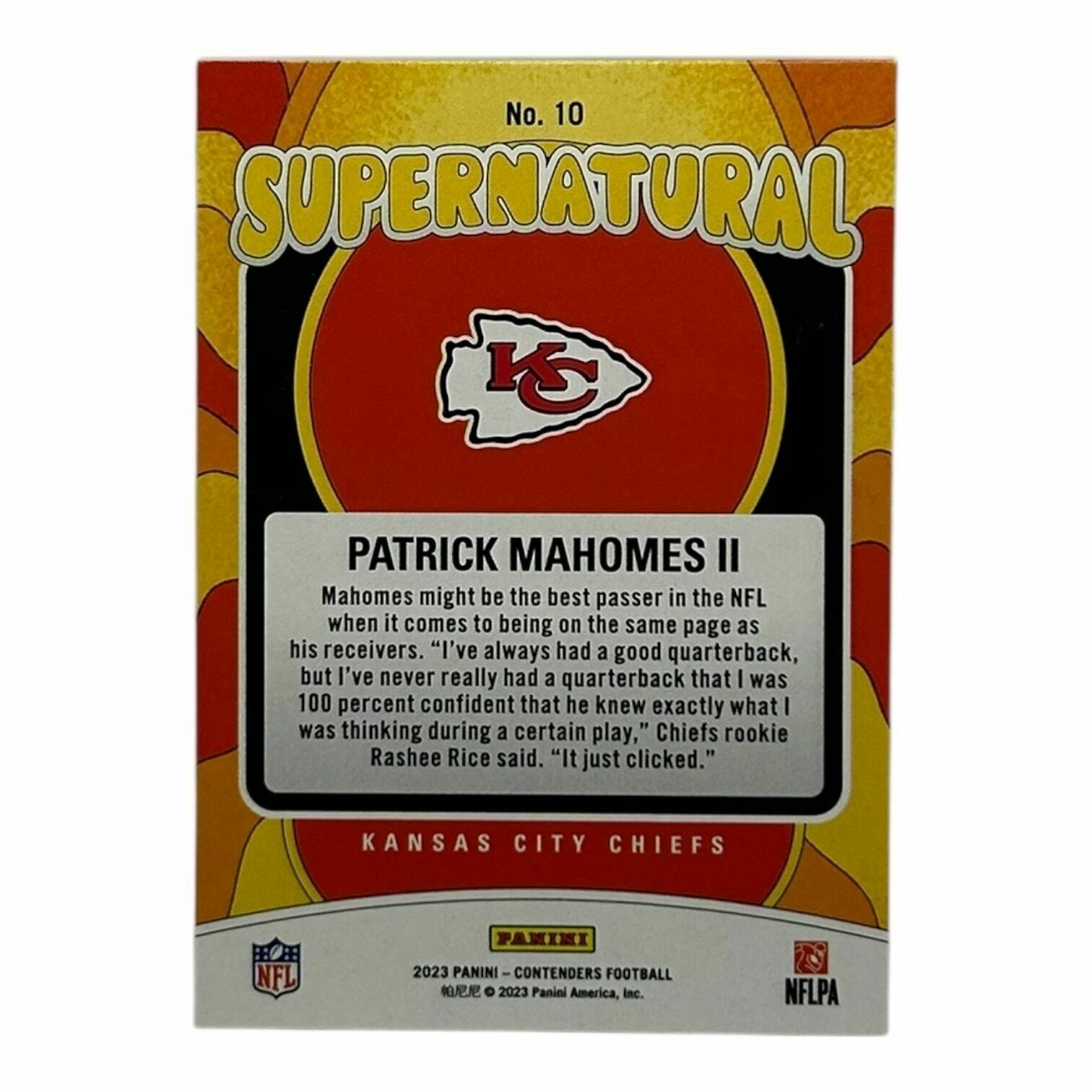 Patrick Mahomes 2023 Panini Contenders Football Supernatural Glitter Prizm Trading Card