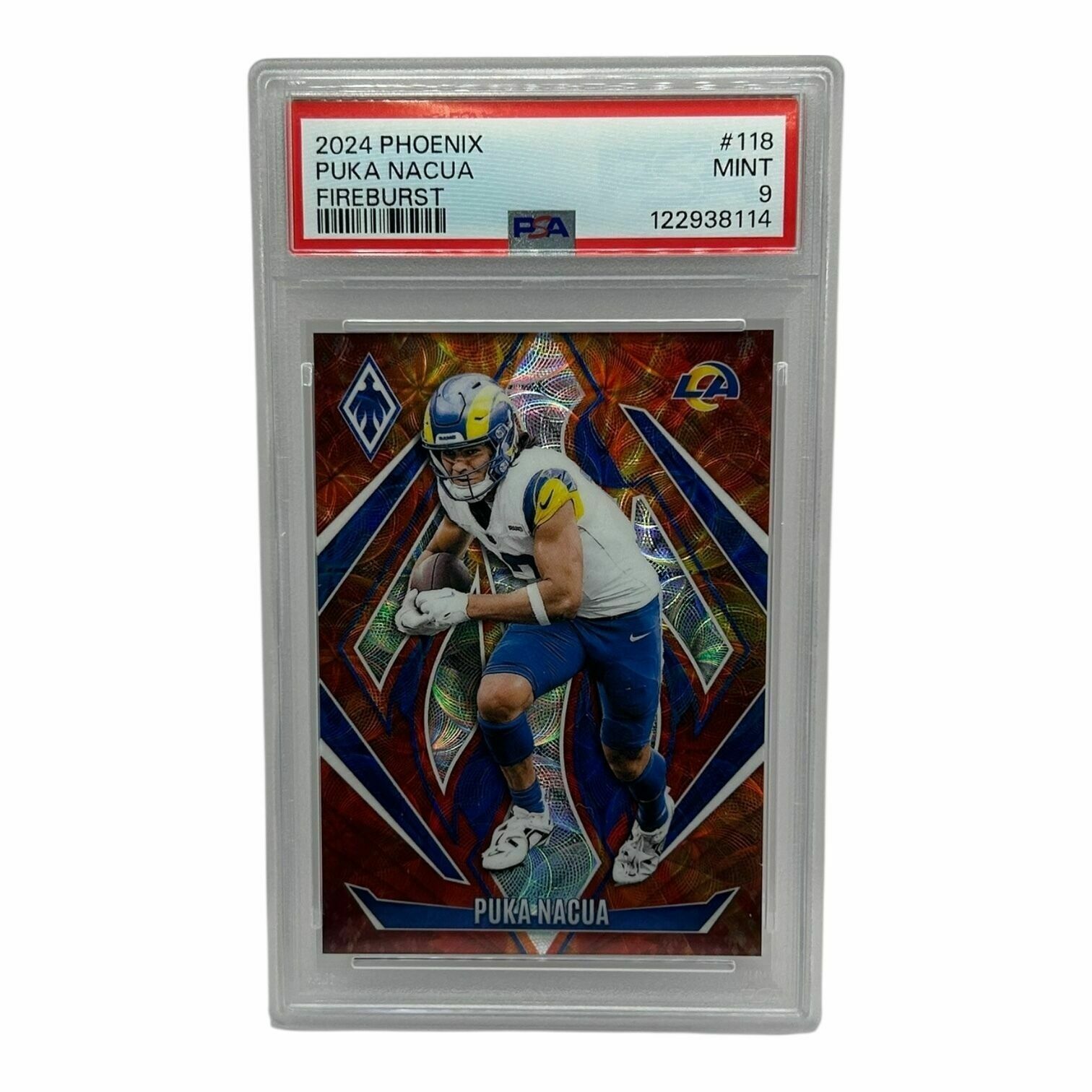 Puka Nacua 2024 Panini Phoenix Football Fire Burst /350 Trading Card - PSA Grade 9 Mint