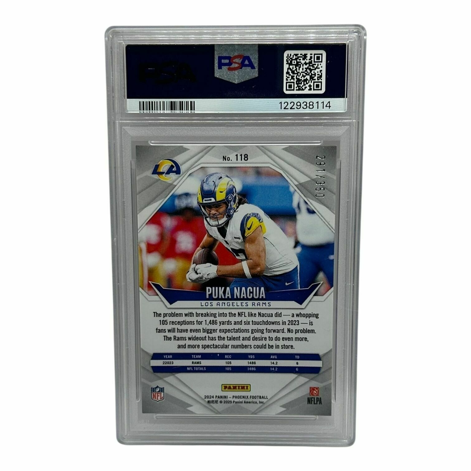 Puka Nacua 2024 Panini Phoenix Football Fire Burst /350 Trading Card - PSA Grade 9 Mint