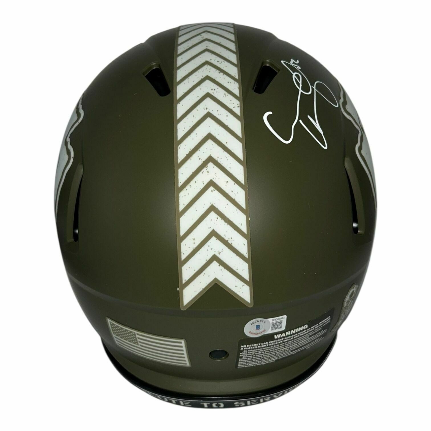 Creed Humphrey Autographed Kansas City Chiefs Salute To Service Army Green Full Size Authentic Helmet With 'SBLVII Champs!' Inscription - Beckett