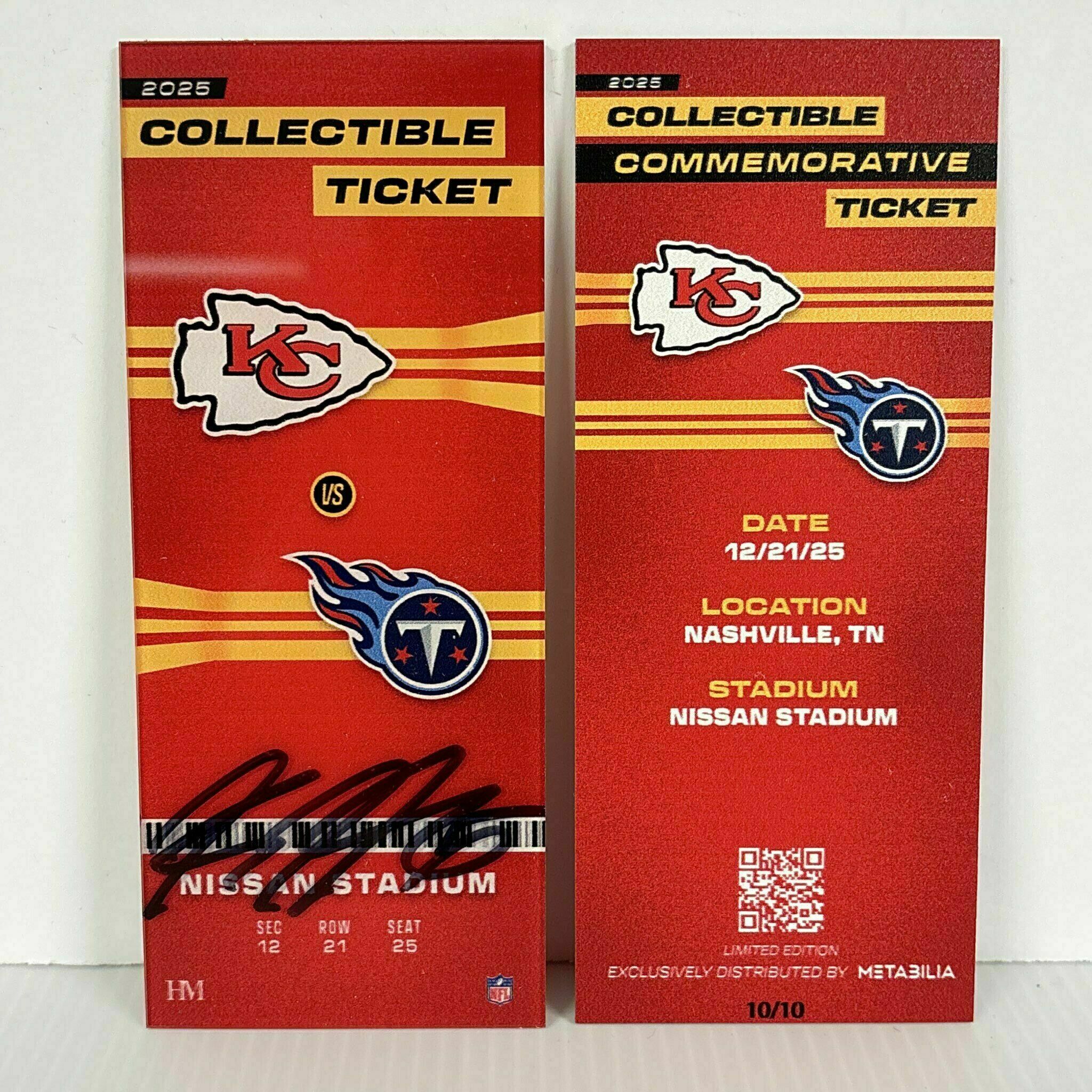 Kareem Hunt Signed Commemorative Ticket - Wk16 vs Titans