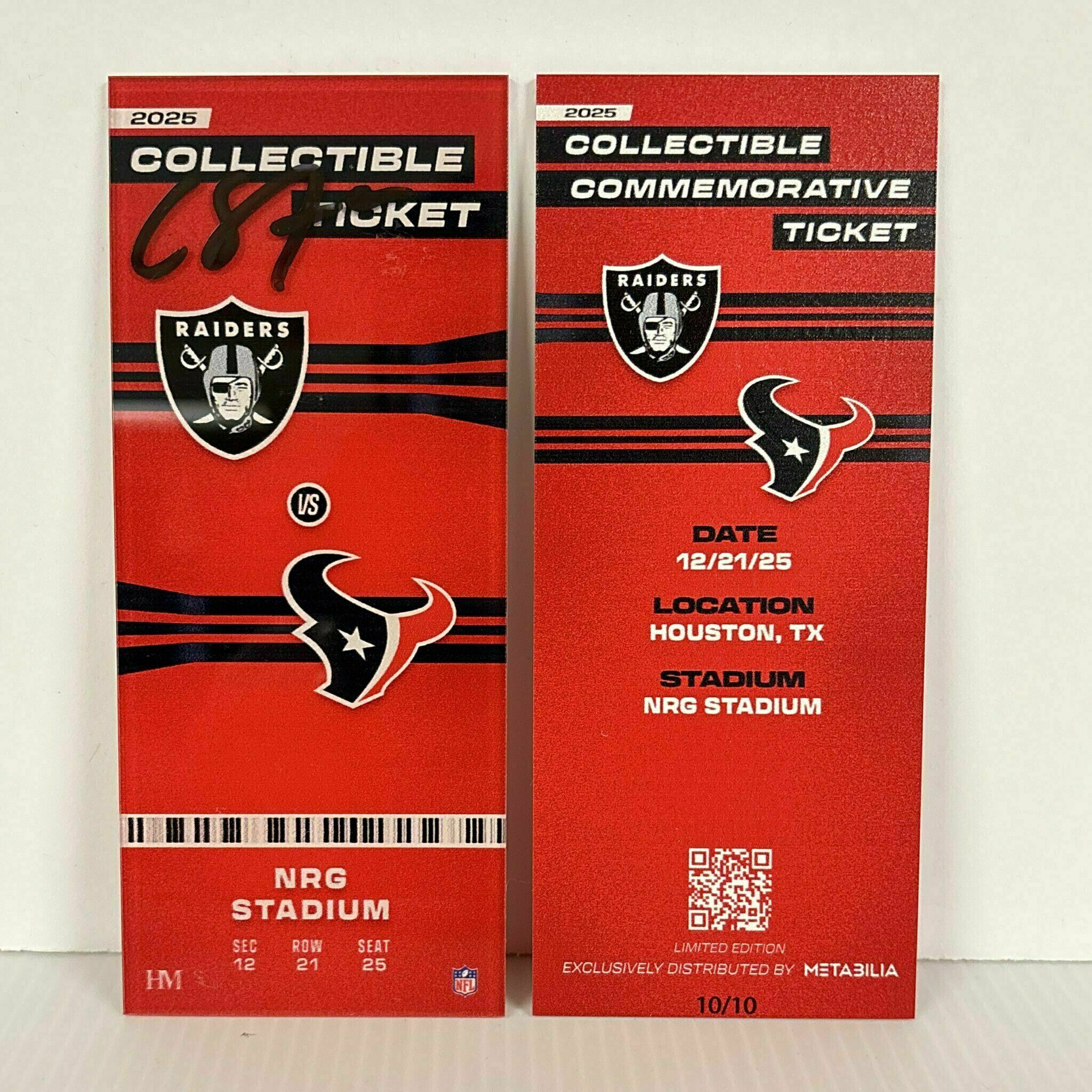 Cade Stover Signed Commemorative Ticket - Wk16 vs Raiders