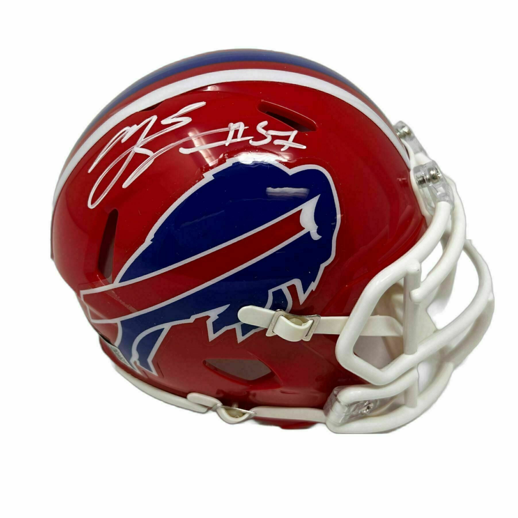 Aj Epenesa Signed Red Throwback Speed Mini Helmet