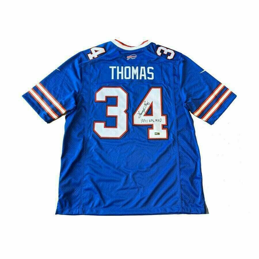 Thurman Thomas Signed Nike Authentic Blue Stitched Jersey with 1991 NFL MVP