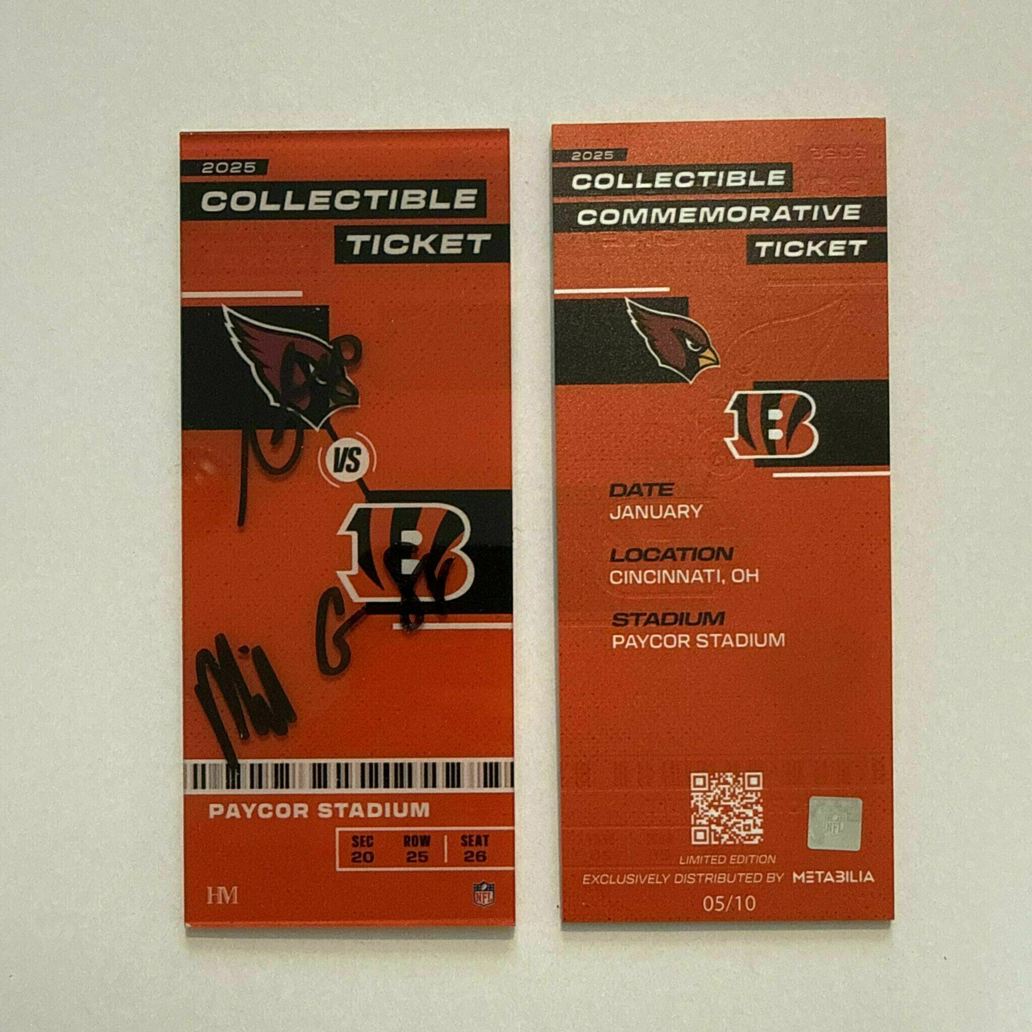 Andrei Iosivas and Mike Gesicki Signed Commemorative Ticket - Wk17 vs Cardinals