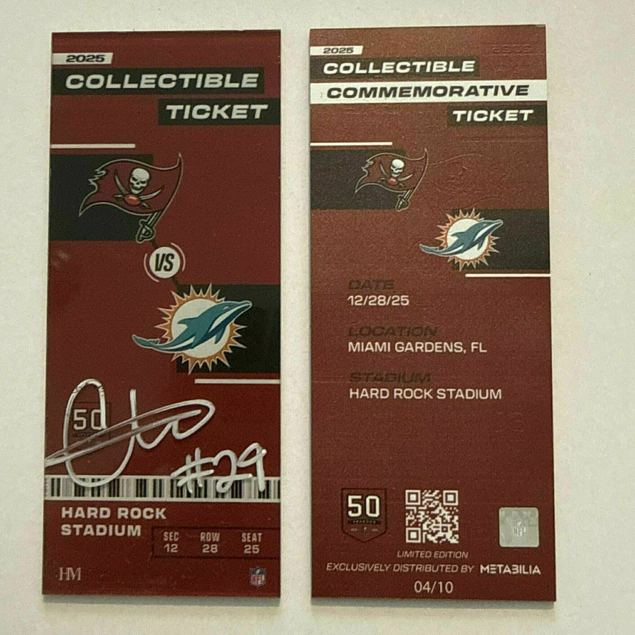 Christian Izien Signed Commemorative Ticket - Wk17 vs Dolphins