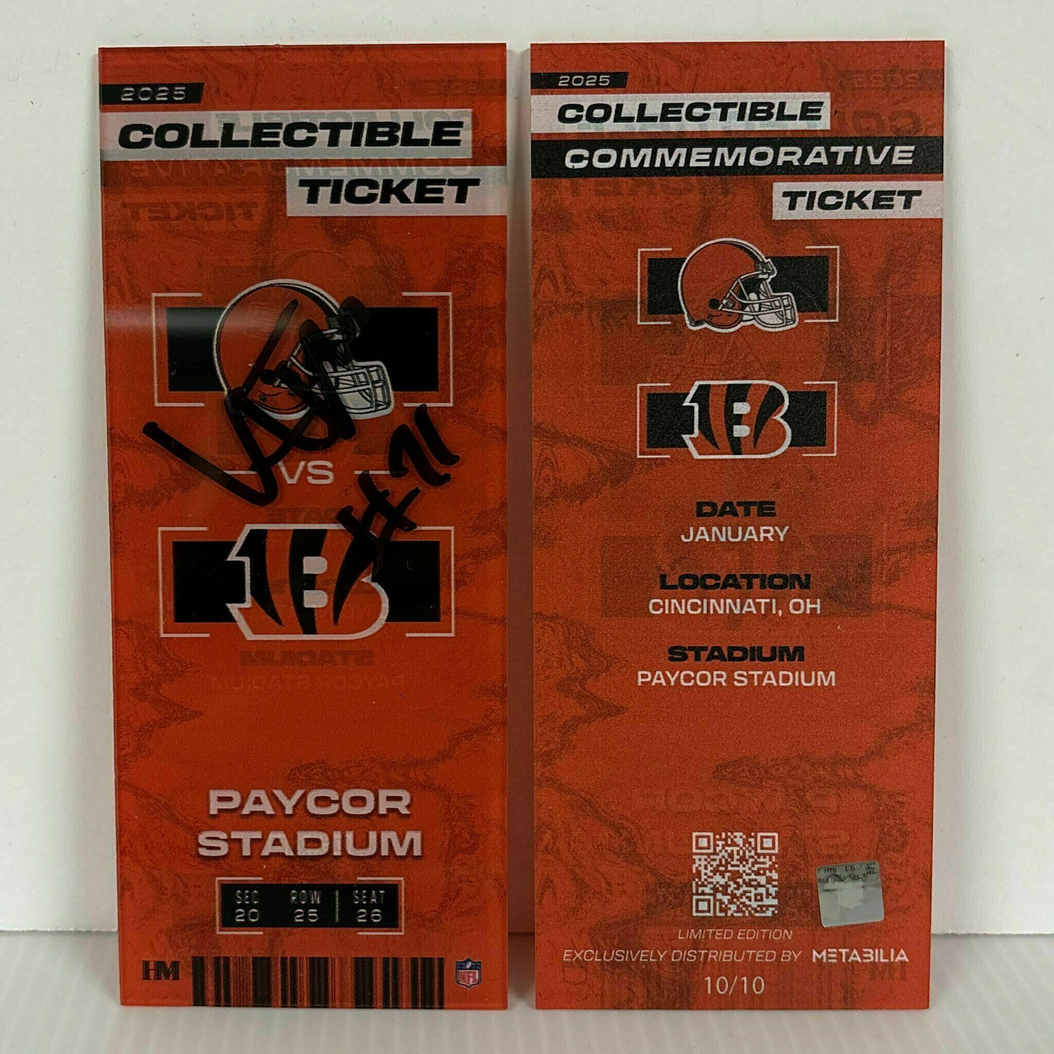 Amarius Mims Signed Commemorative Ticket - Wk18 vs Browns