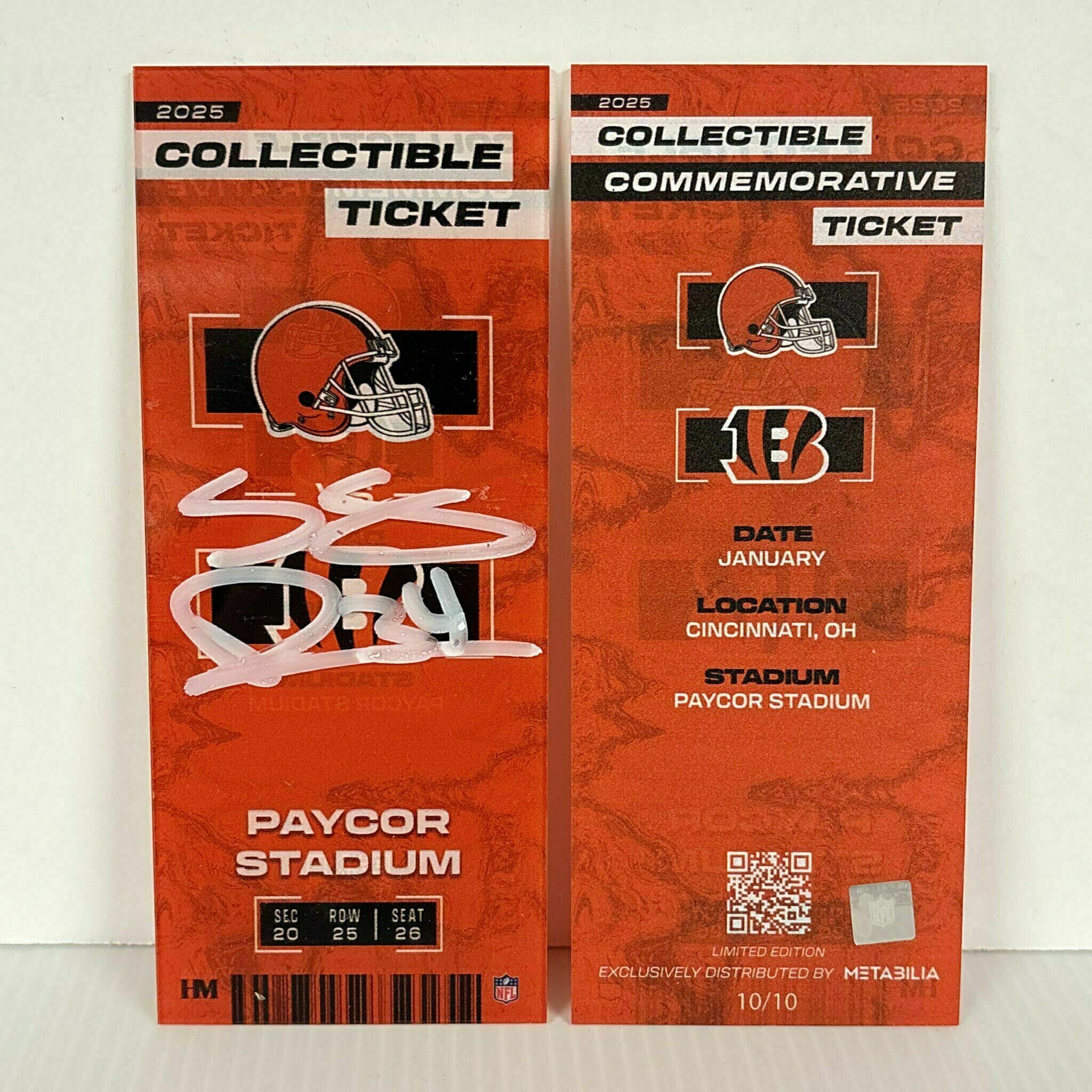 Samaje Perine Signed Commemorative Ticket - Wk18 vs Browns