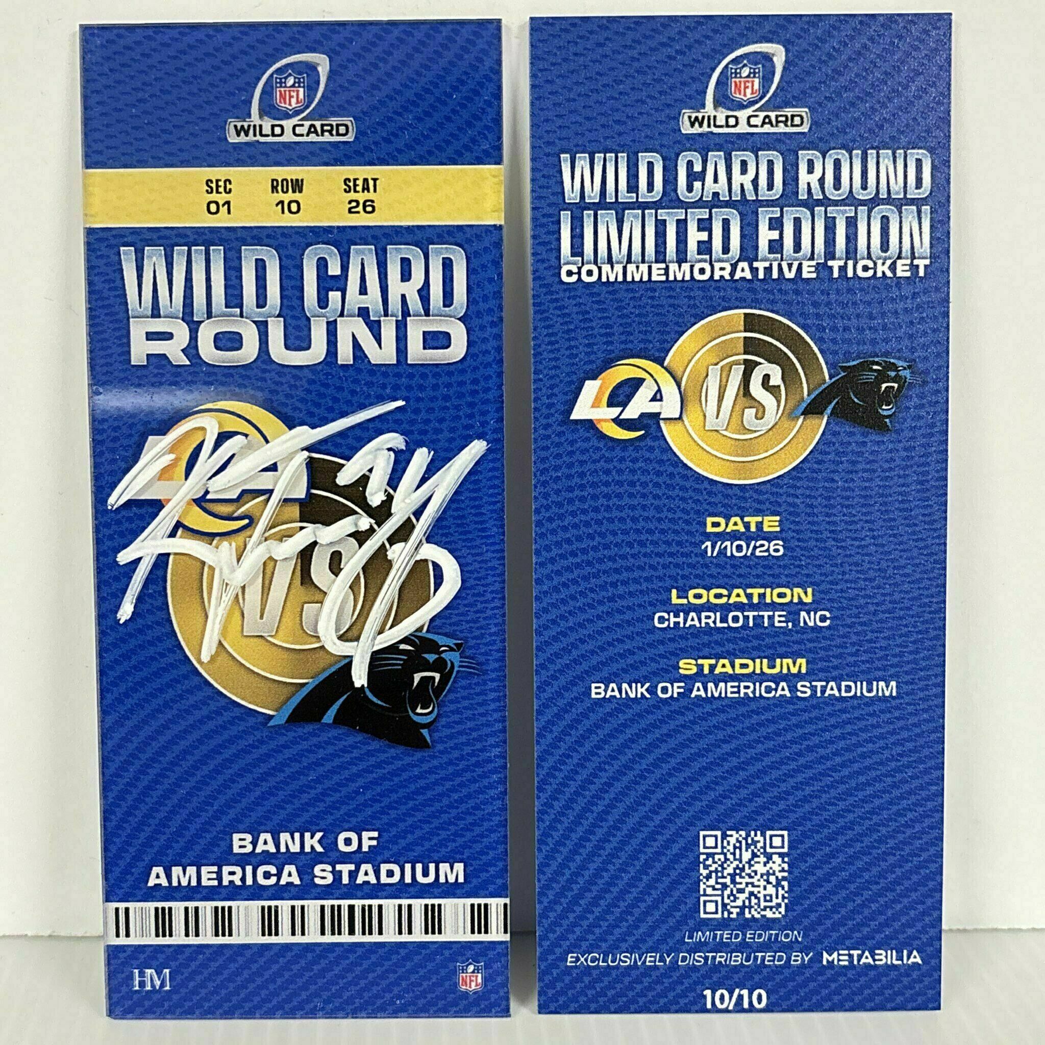 Kobie Turner Signed Commemorative Ticket - Wild Card vs Panthers