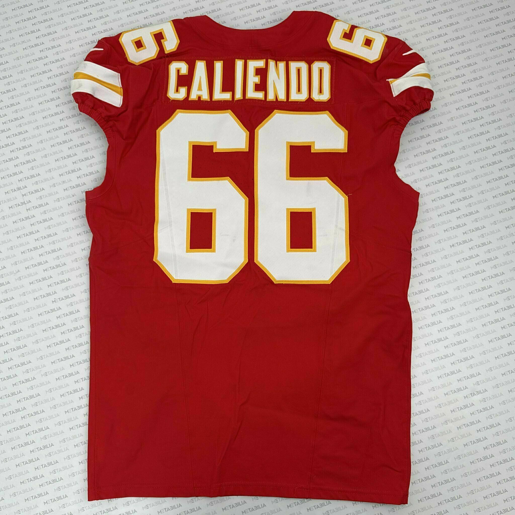 #66 Mike Caliendo Game-Worn Jersey vs DEN w/ holiday patch