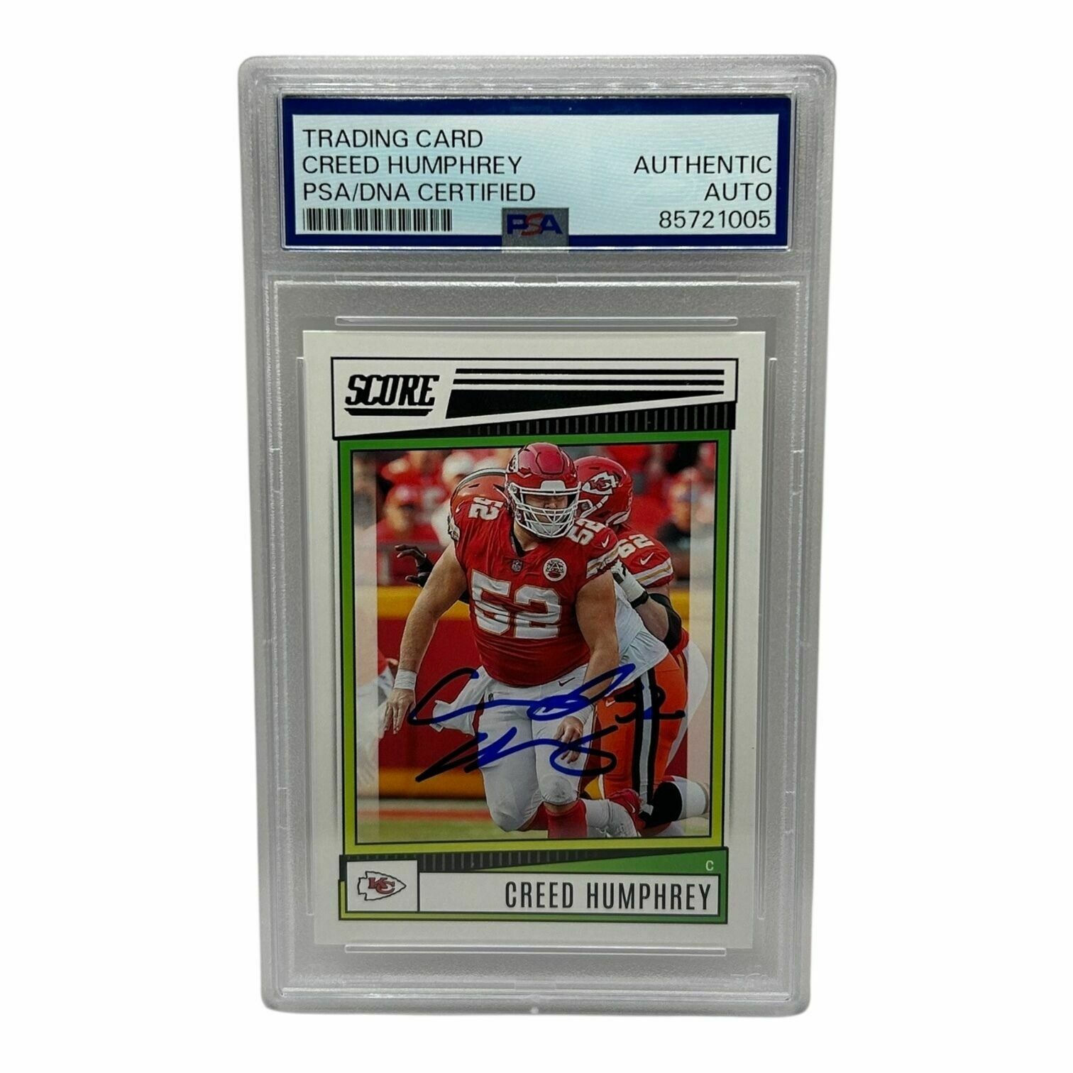 Creed Humphrey 2022 Panini Score Football On-Card Autograph Trading Card - PSA Authentic