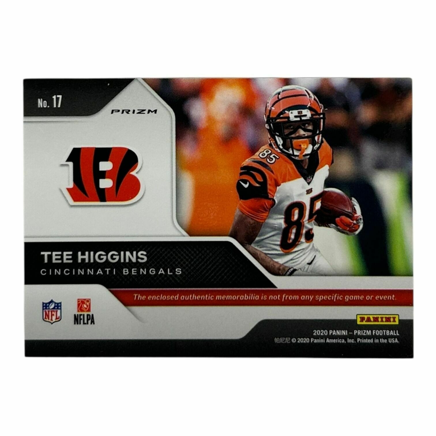 Tee Higgins 2020 Panini Prizm Football Rookie Gear Pink Prizm Jersey Patch Rookie Trading Card